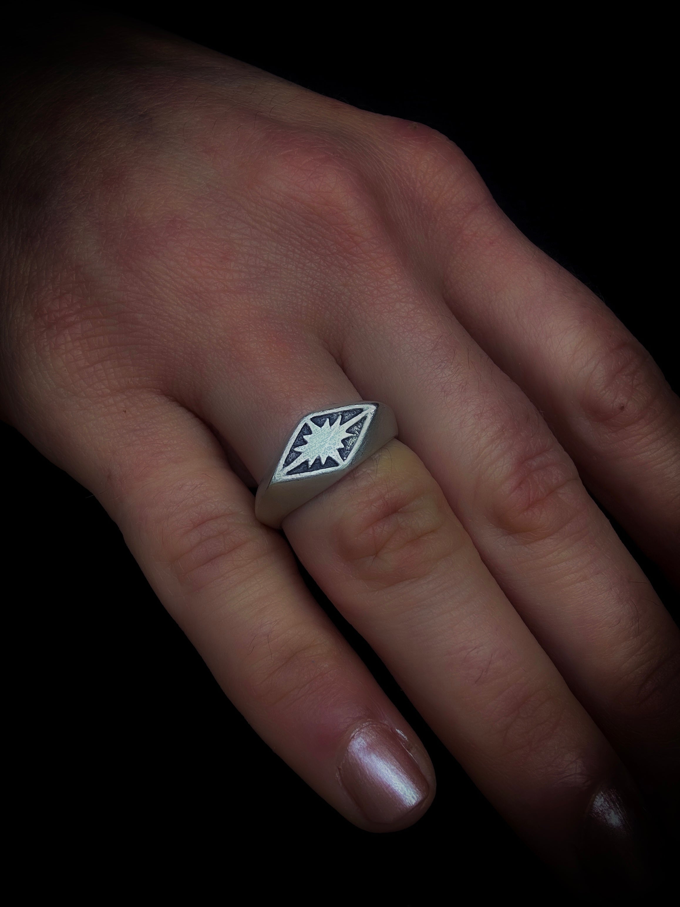 North Star Sterling Silver Signet Ring