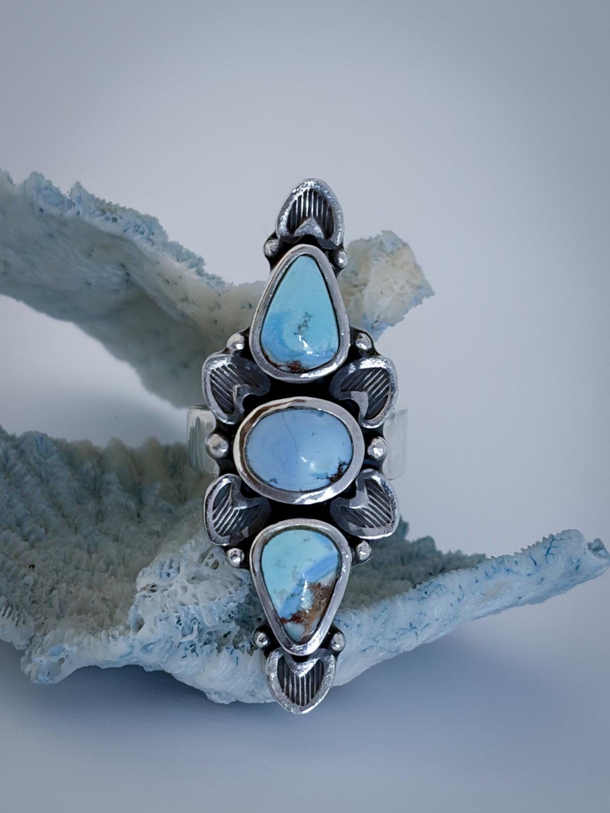Full Bloom Ring | Golden Hills Lavender Turquoise & Sterling Silver | Size 7