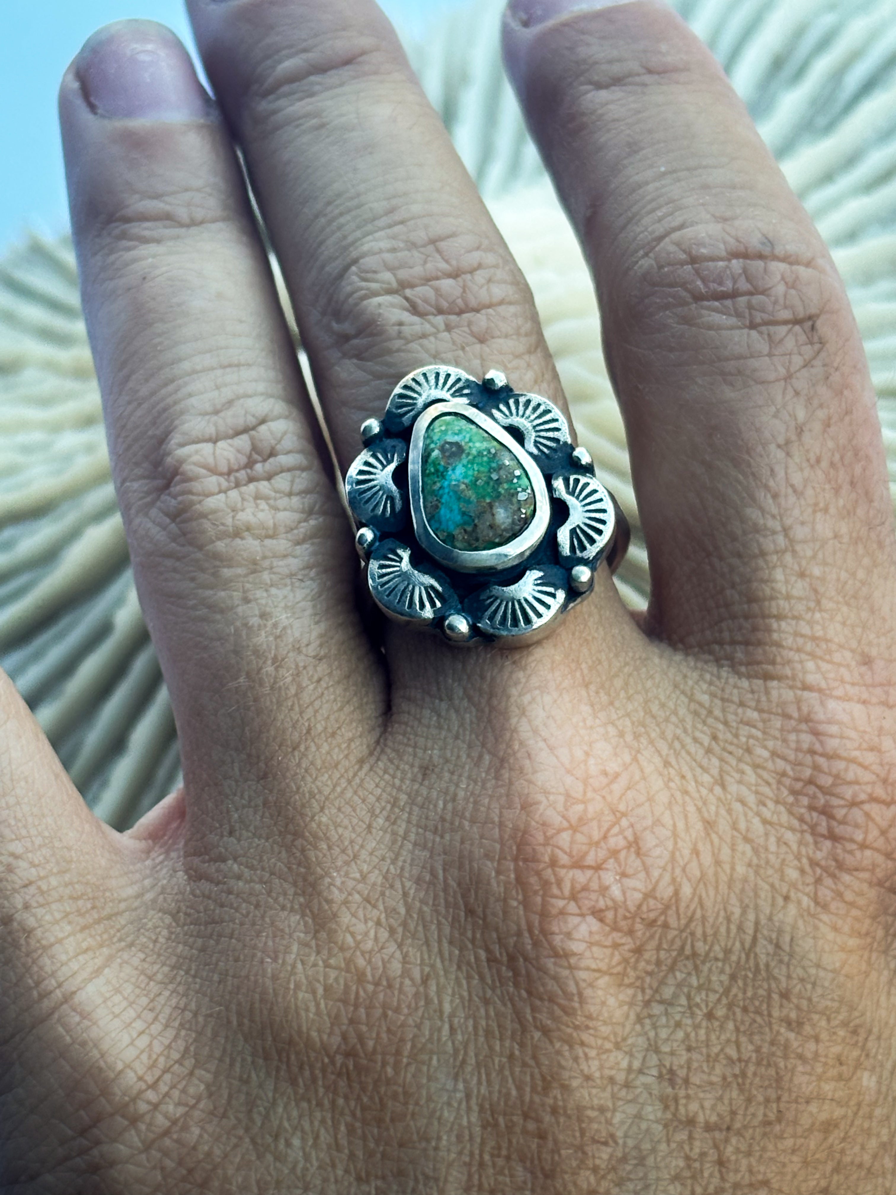 Radiant Ring | Sonoran Gold Turquoise & Sterling Silver | Size 7.5