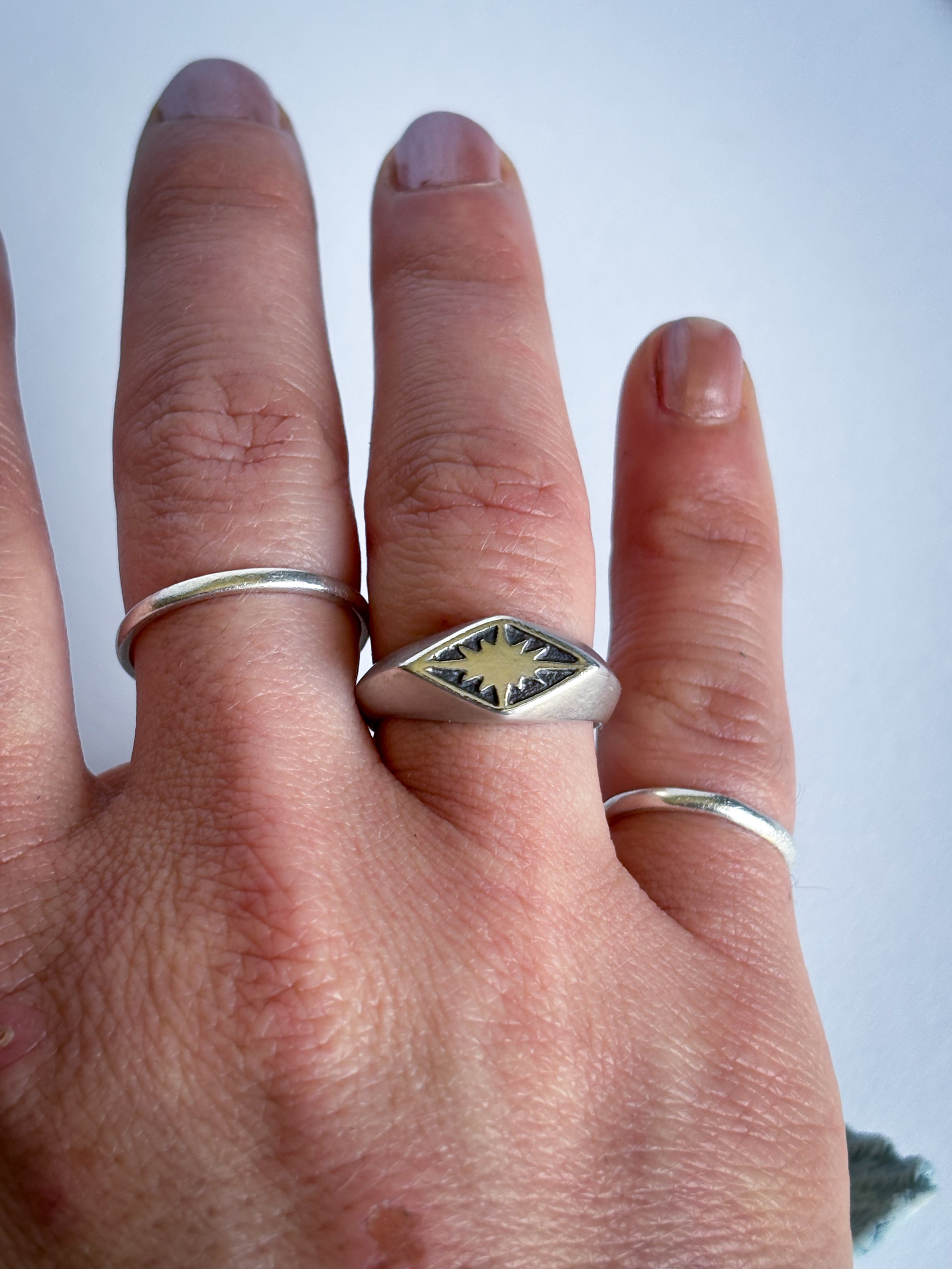North Star Sterling Silver Signet Ring