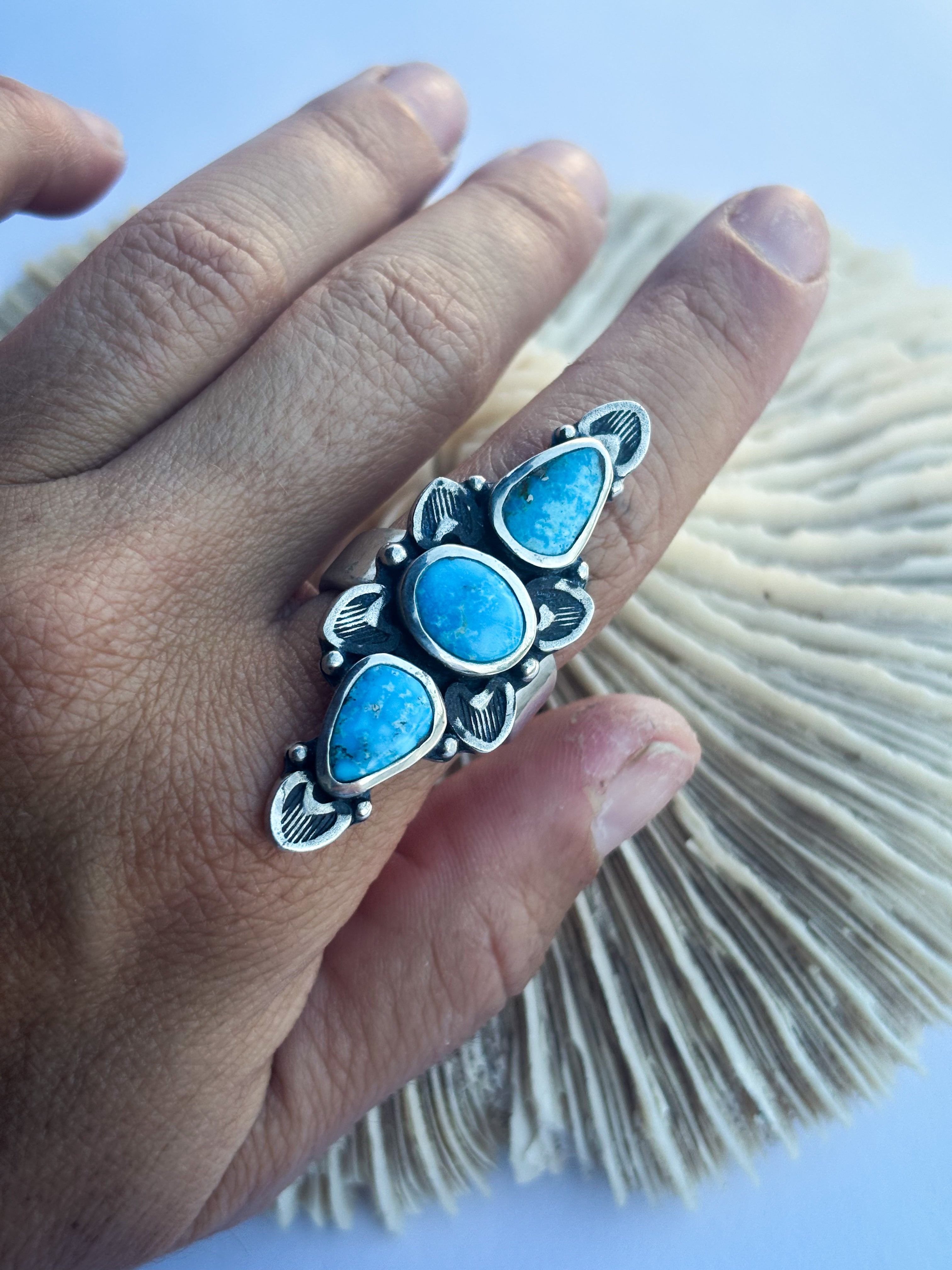 Full Bloom Ring | Bluebird Turquoise & Sterling Silver | Size 9