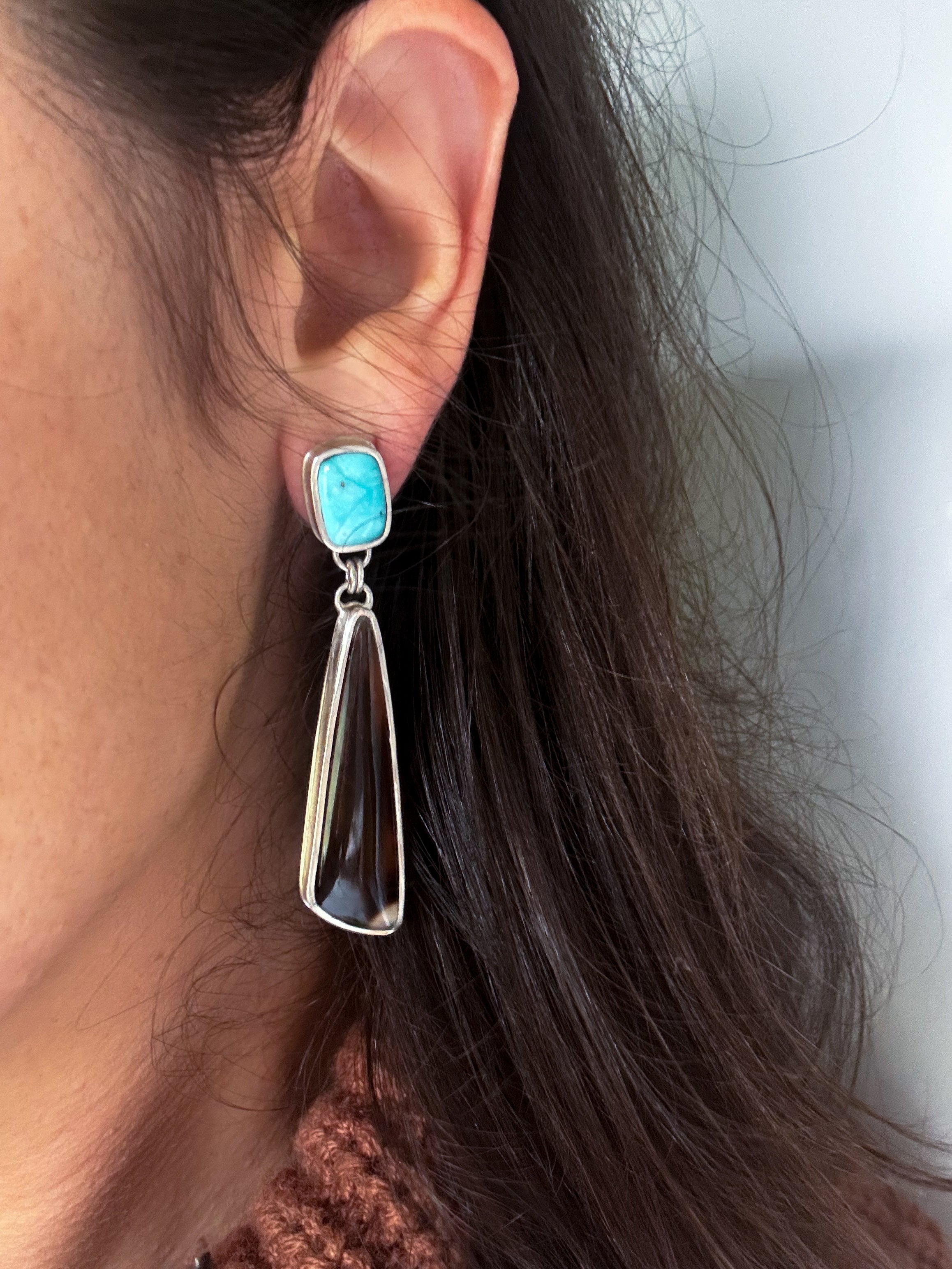Montana Agate & Turquoise Sterling Silver Earrings