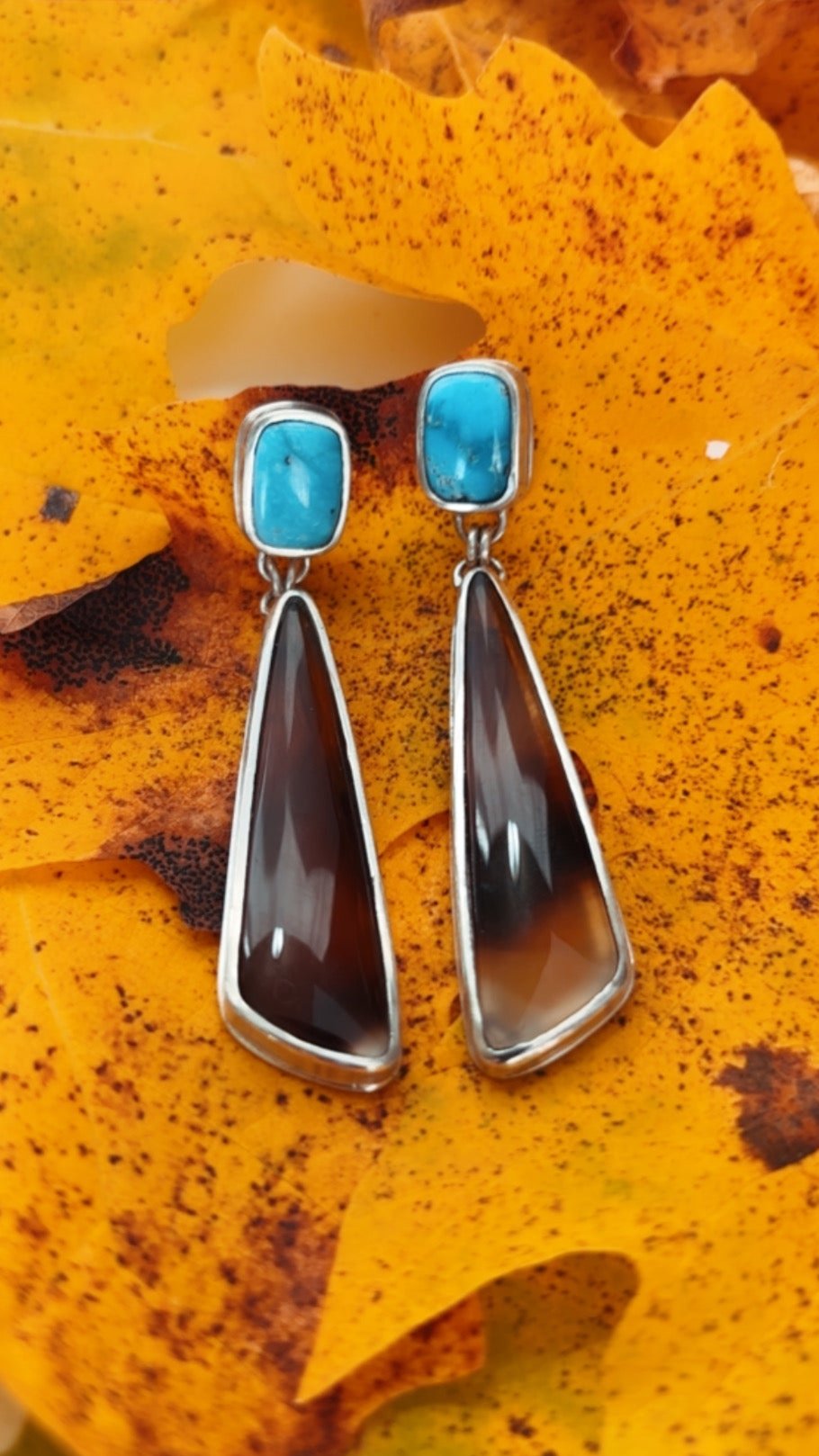 Montana Agate & Turquoise Sterling Silver Earrings