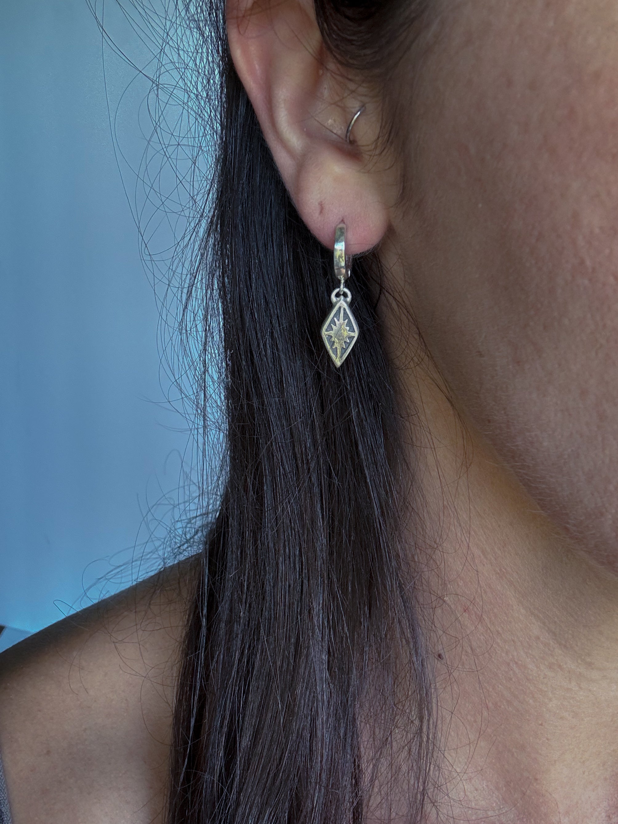 North Star Huggie Earrings | Sterling Silver