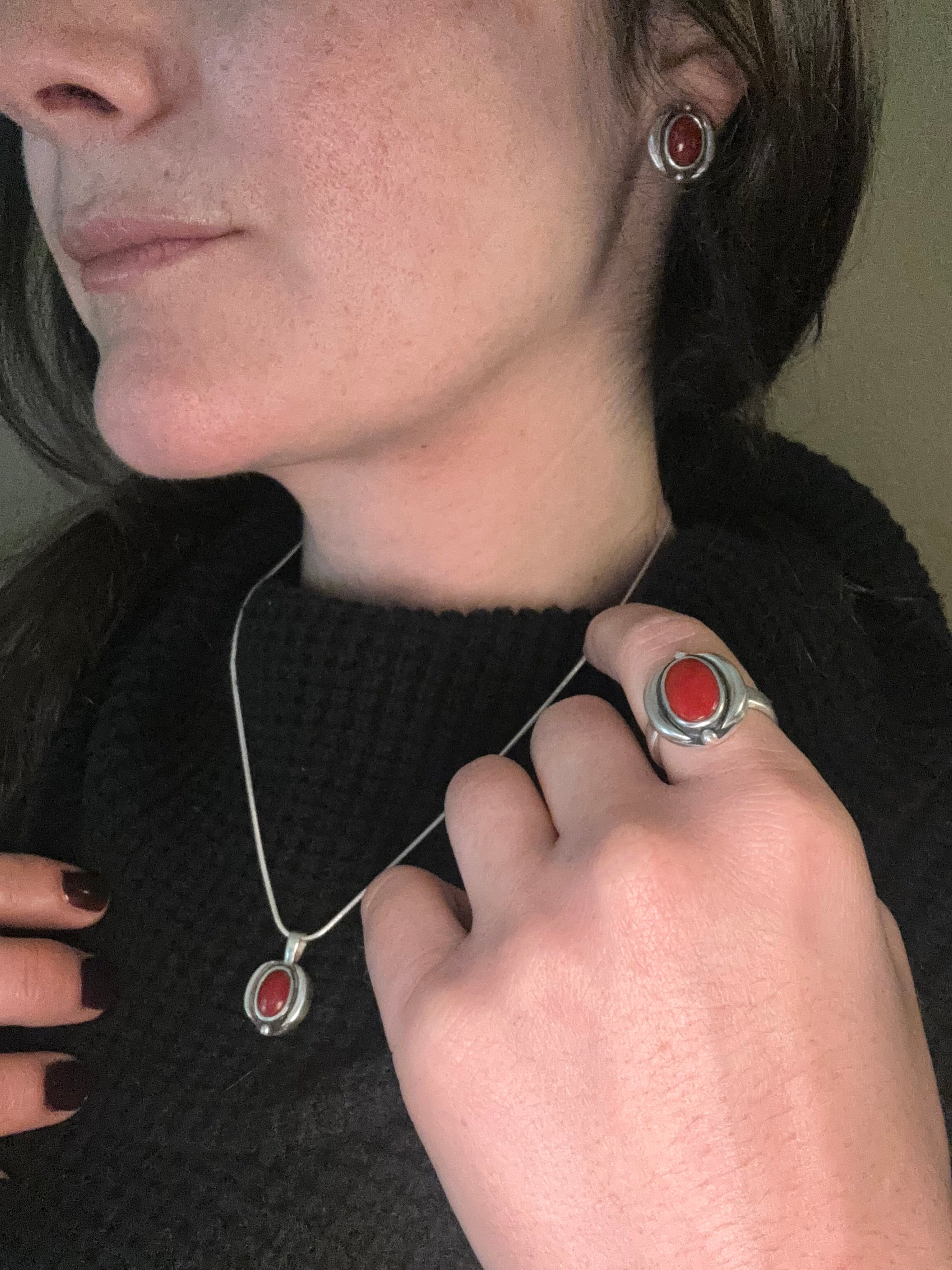 Post Earrings | Mediterranean Red Coral & Sterling Silver