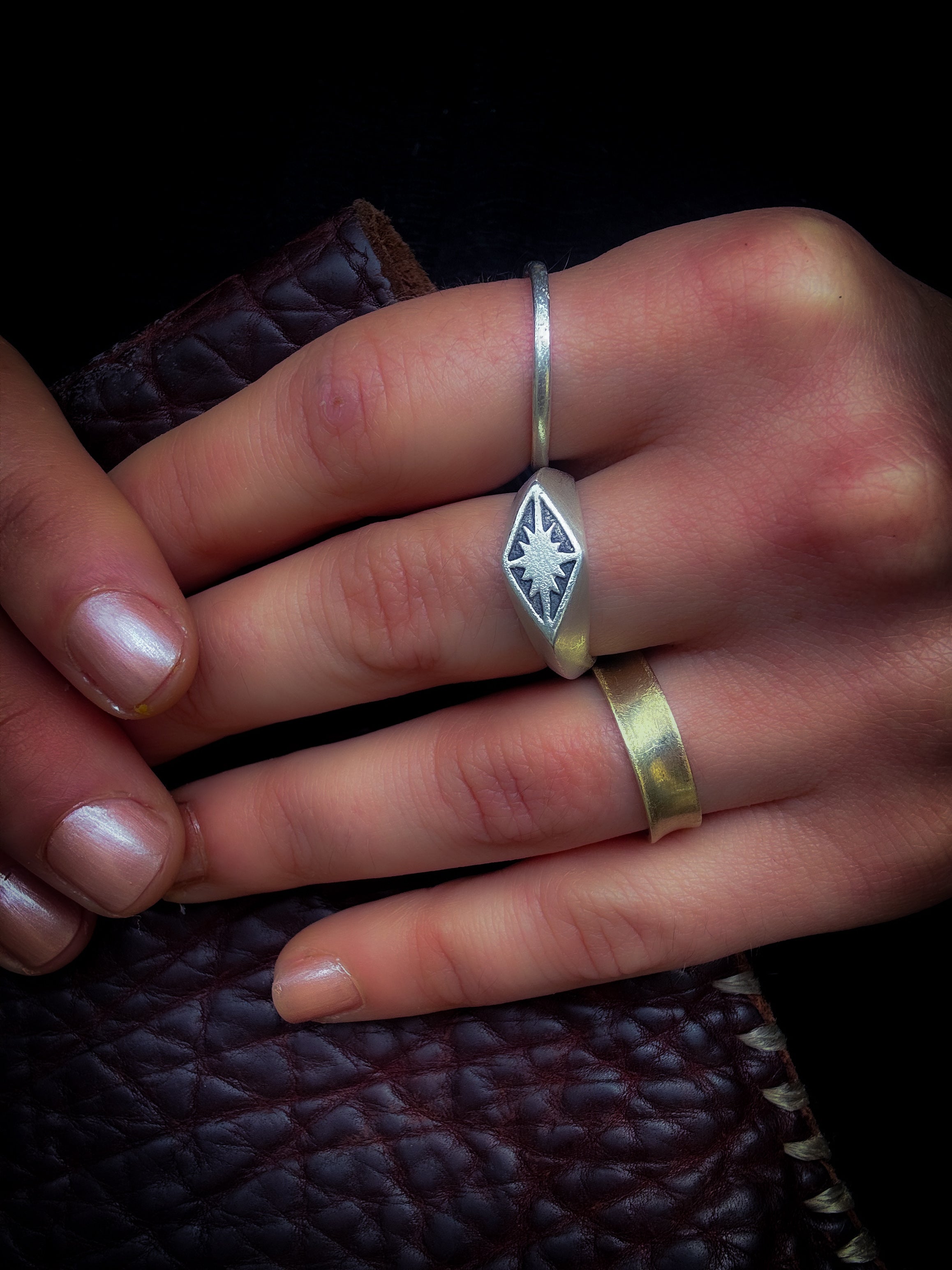 North Star Sterling Silver Signet Ring