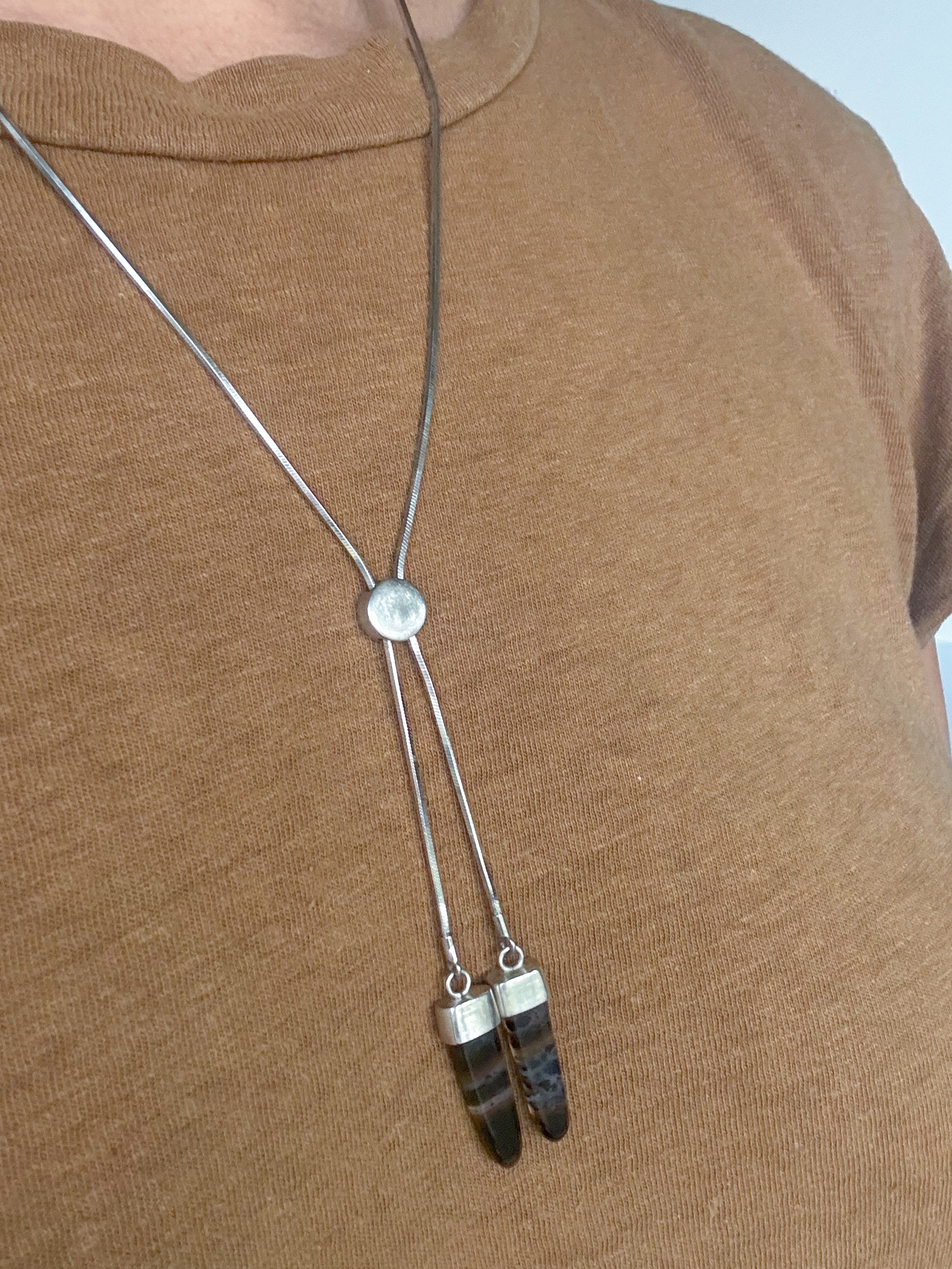 Montana Agate Modern Bolo | Sterling Silver