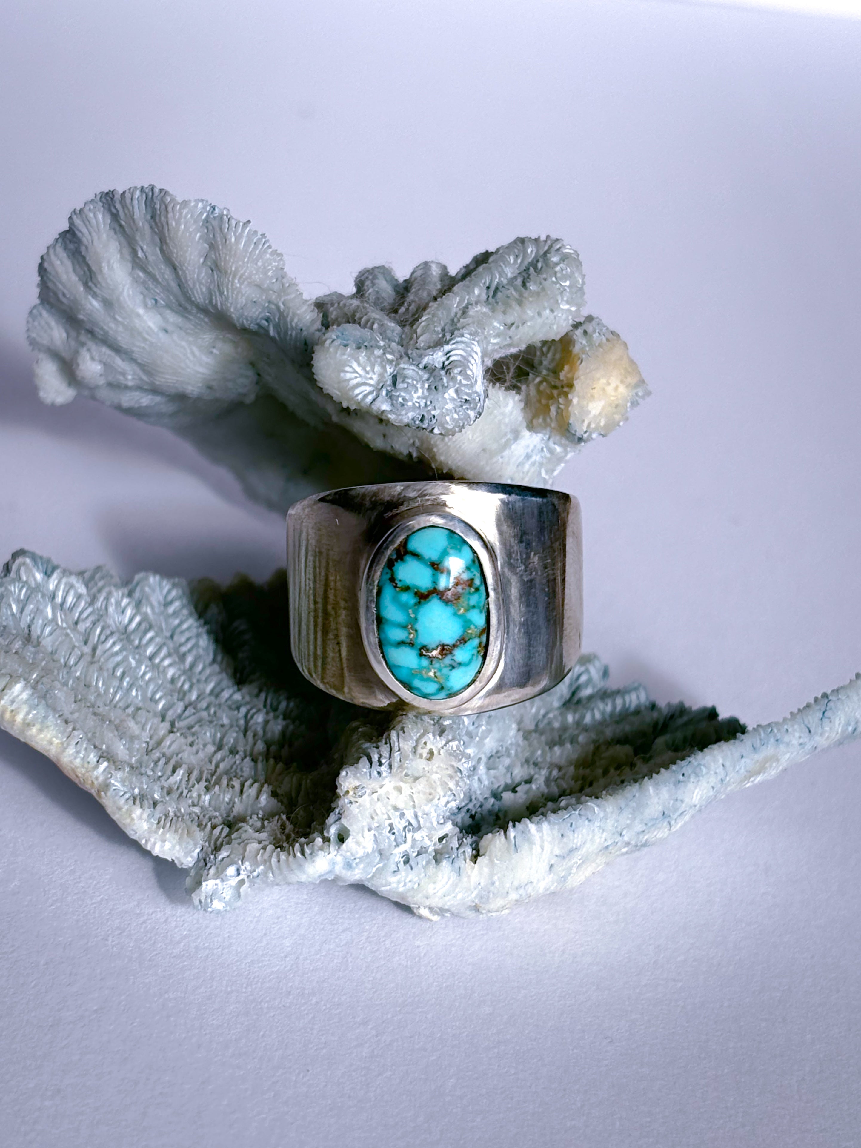 Saddle Band Ring | Kingman Turquoise & Sterling Silver | Size 9