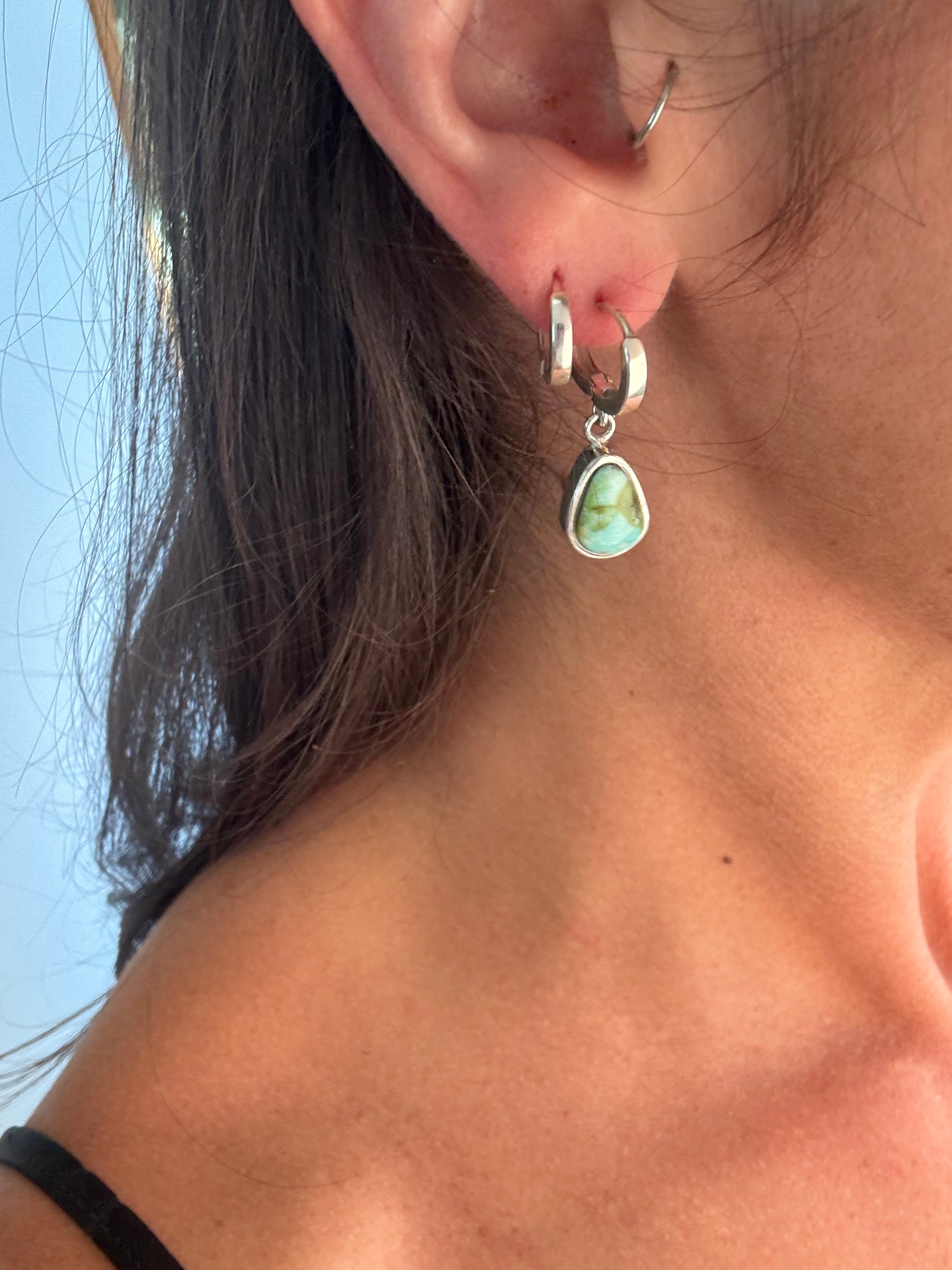 Huggie Earrings | Sonoran Gold Turquoise & Sterling Silver