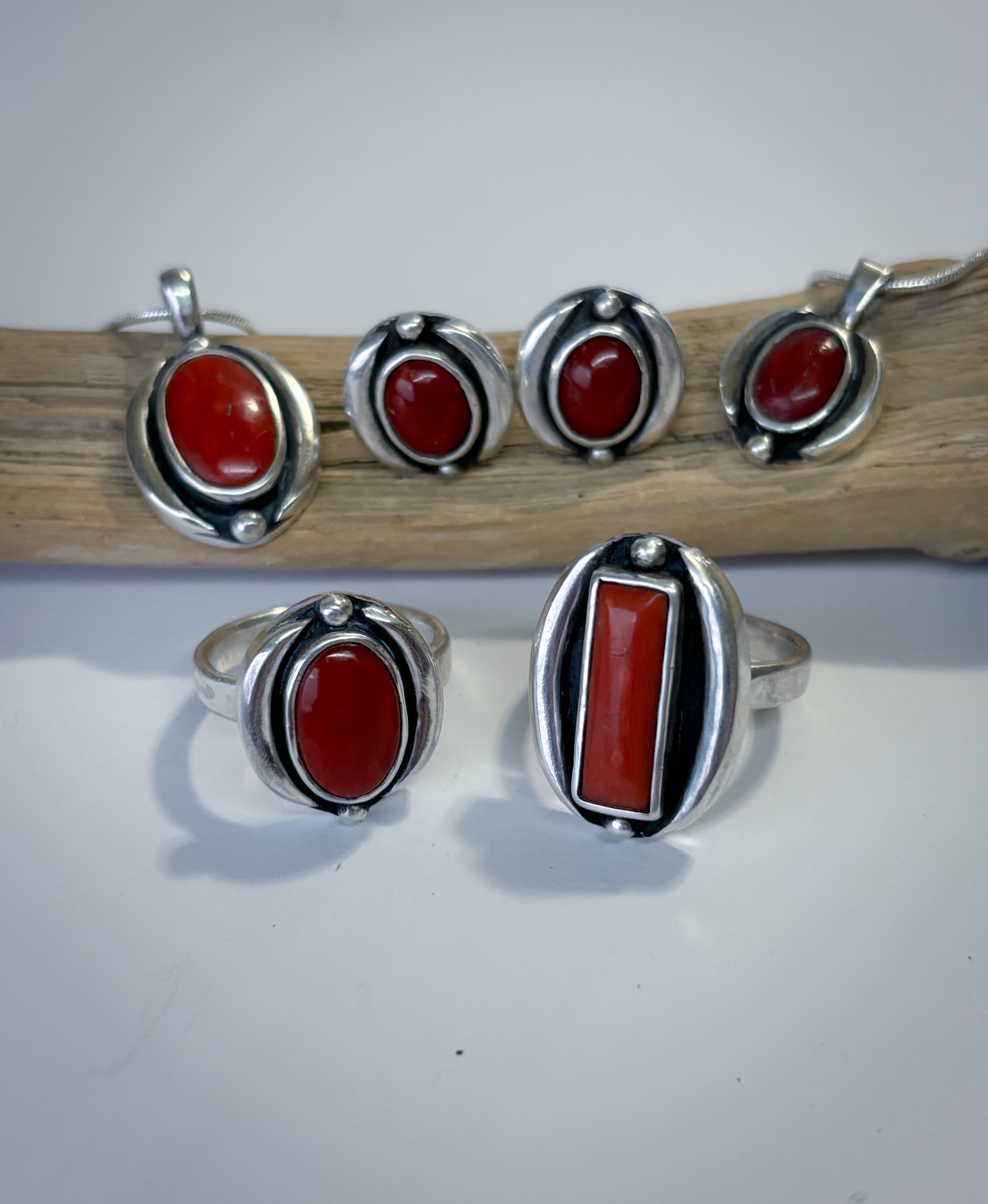 Post Earrings | Mediterranean Red Coral & Sterling Silver