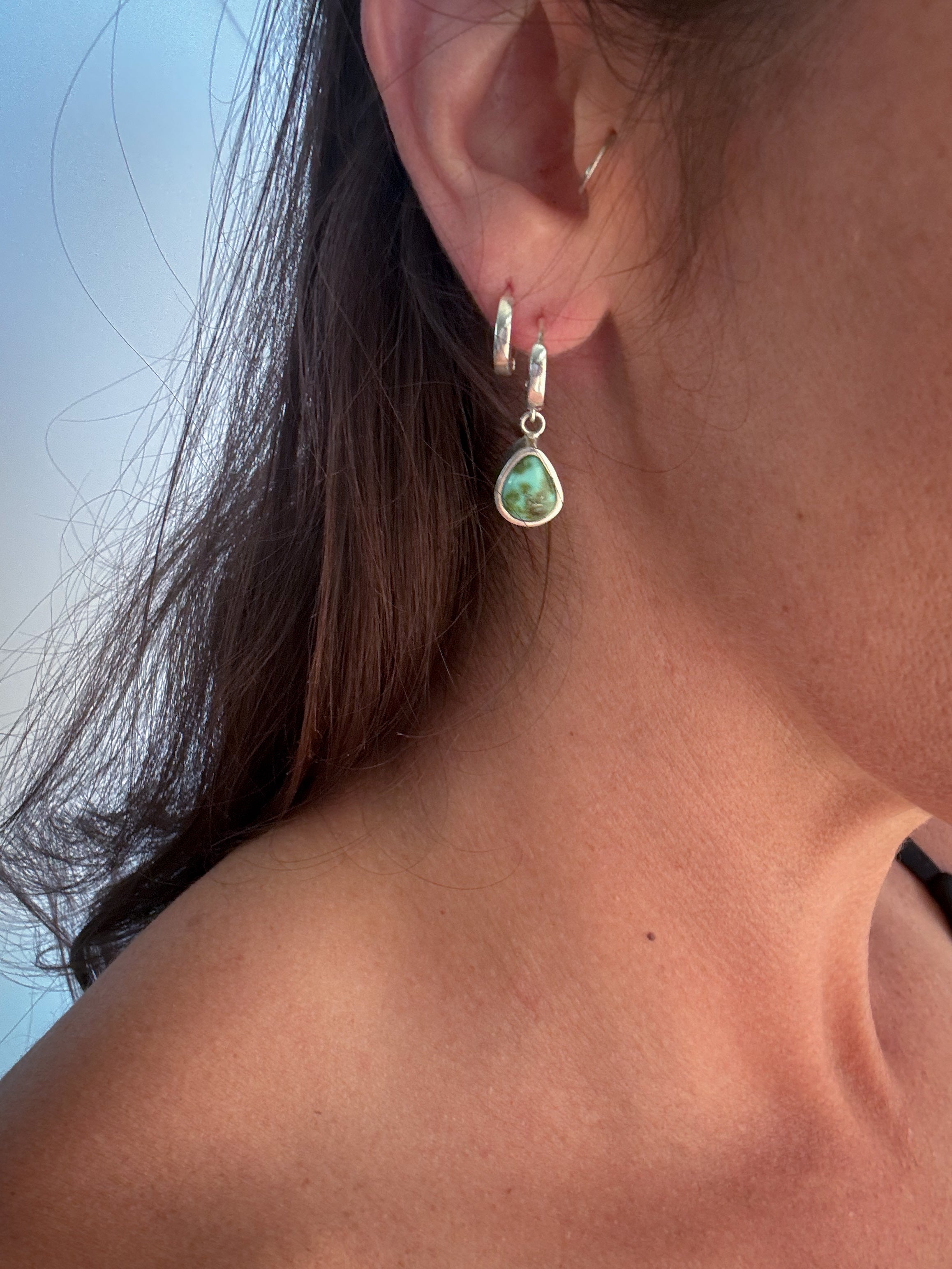 Huggie Earrings | Sonoran Gold Turquoise & Sterling Silver