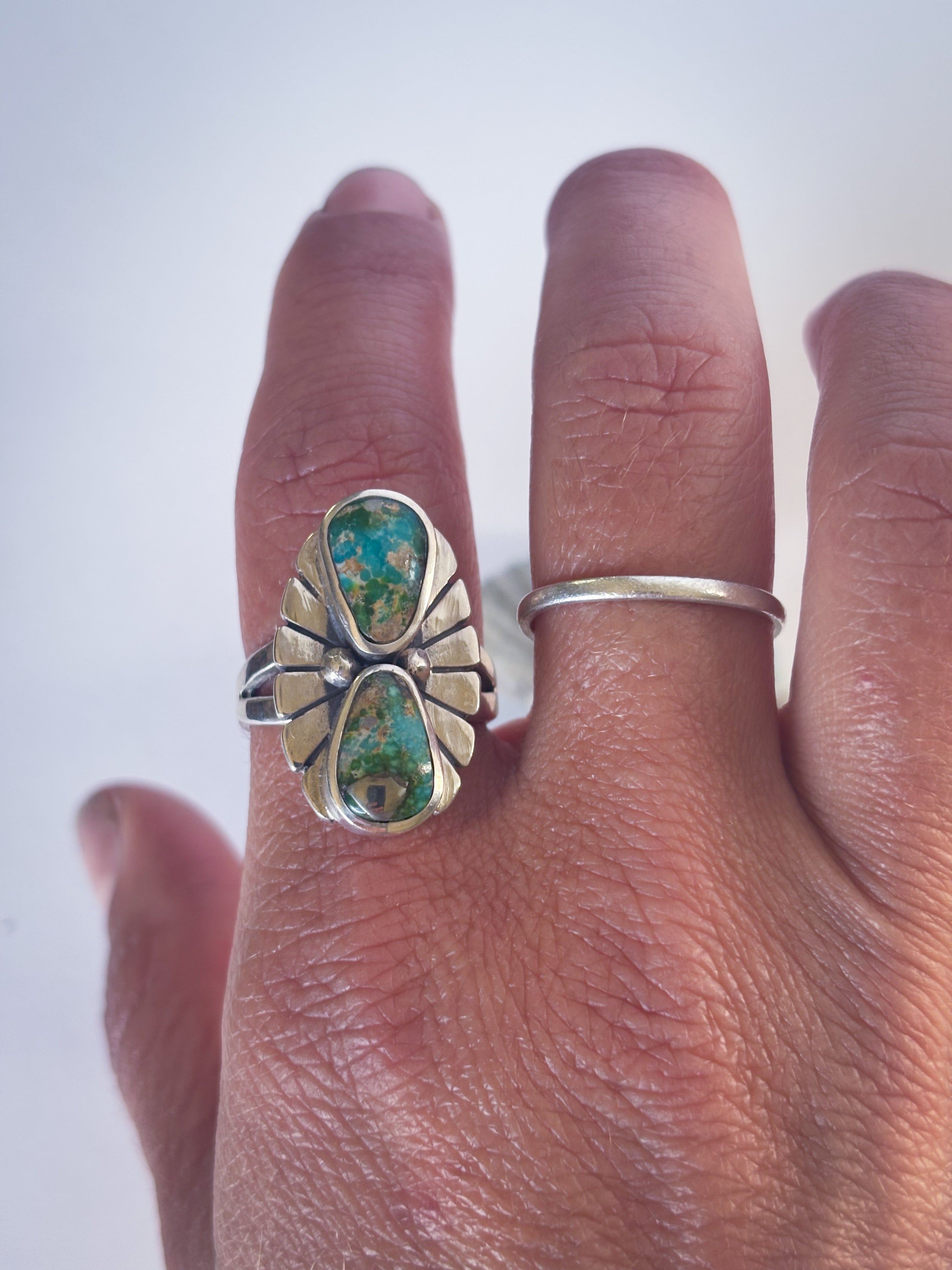Fleur Ring | Sonoran Gold Turquoise & Sterling Silver | Size 8.5