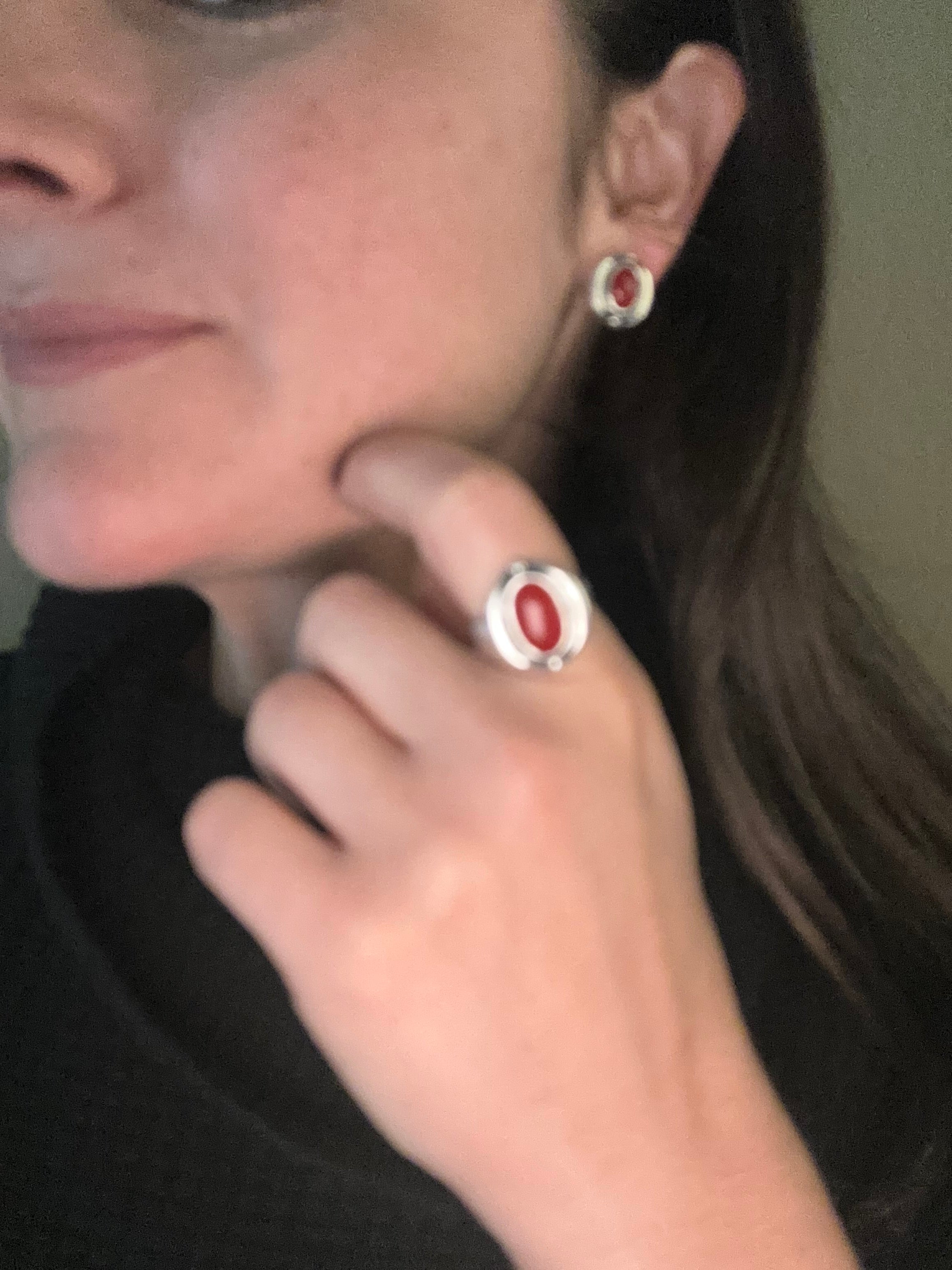 Post Earrings | Mediterranean Red Coral & Sterling Silver