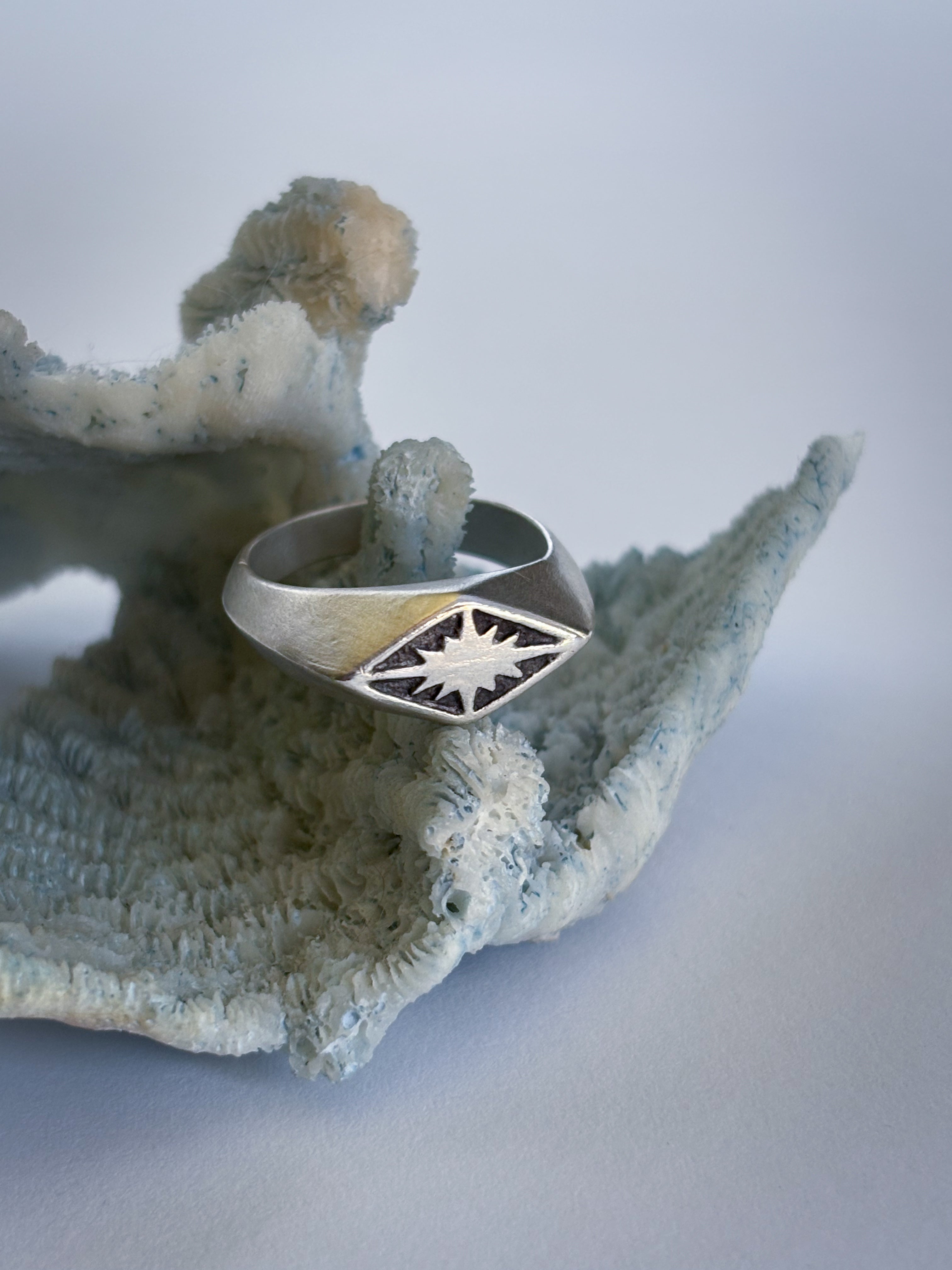 North Star Sterling Silver Signet Ring
