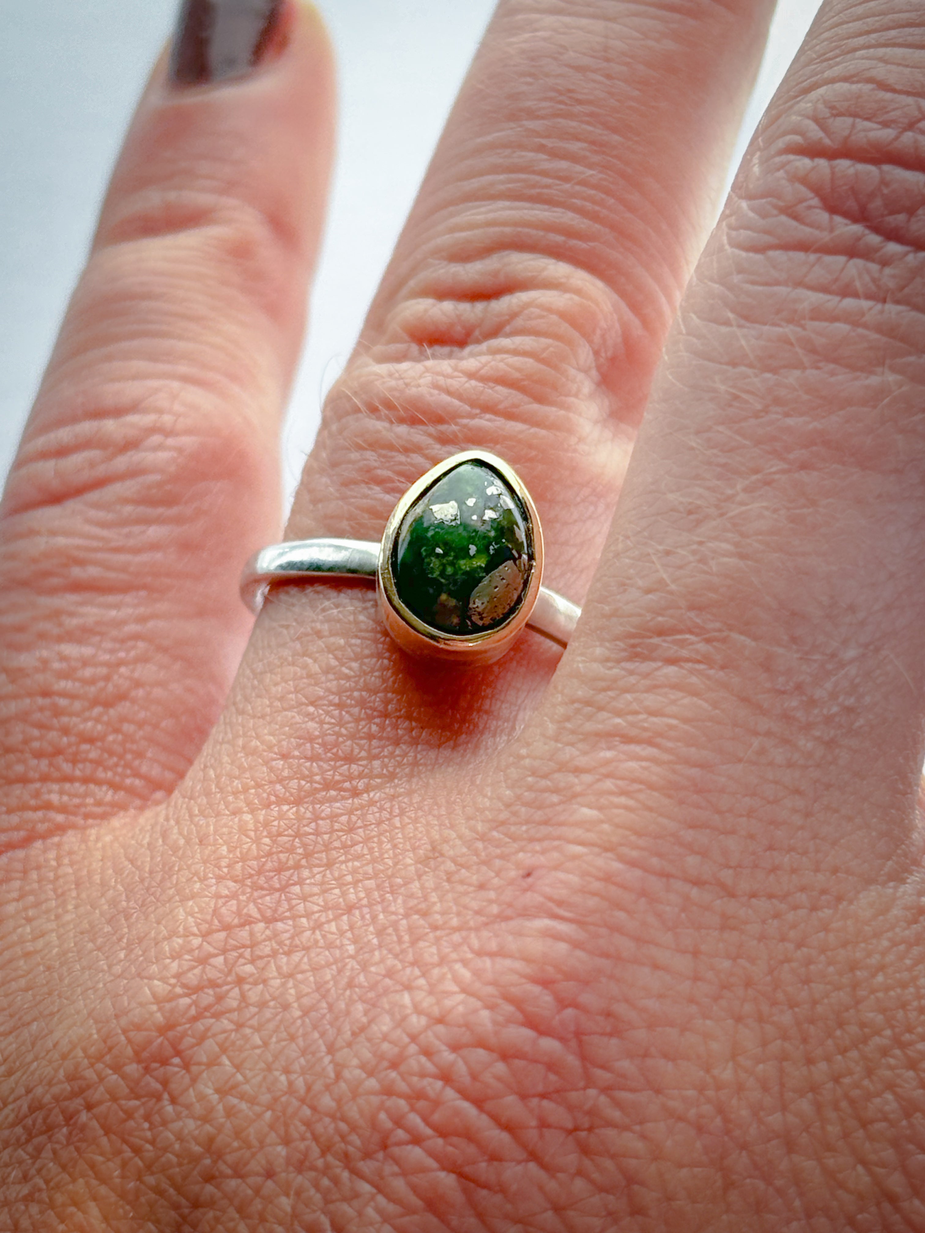 Stacker Ring | Sonoran Gold Turquoise & 14K Gold & Sterling Silver | Size 6.5
