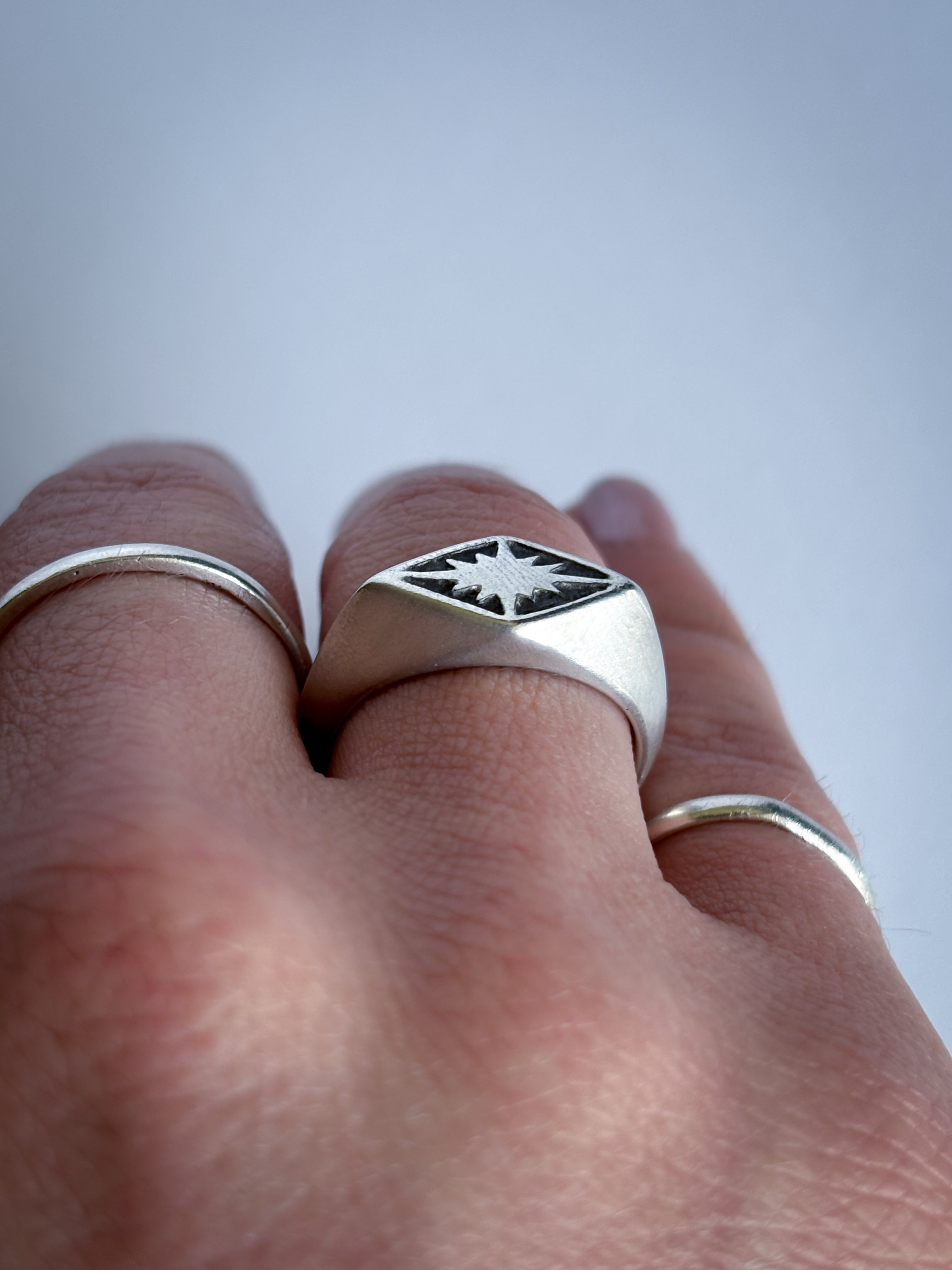 North Star Sterling Silver Signet Ring