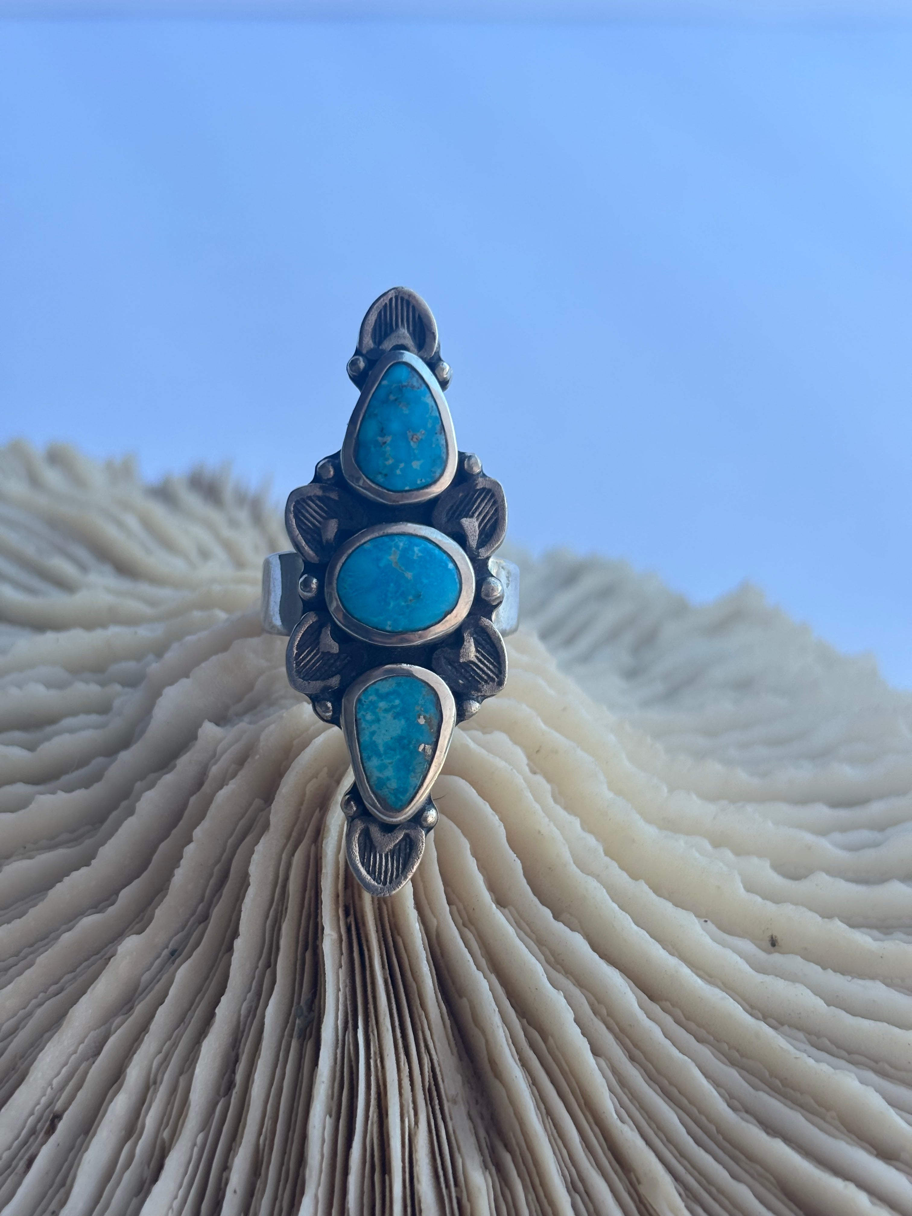 Full Bloom Ring | Bluebird Turquoise & Sterling Silver | Size 9
