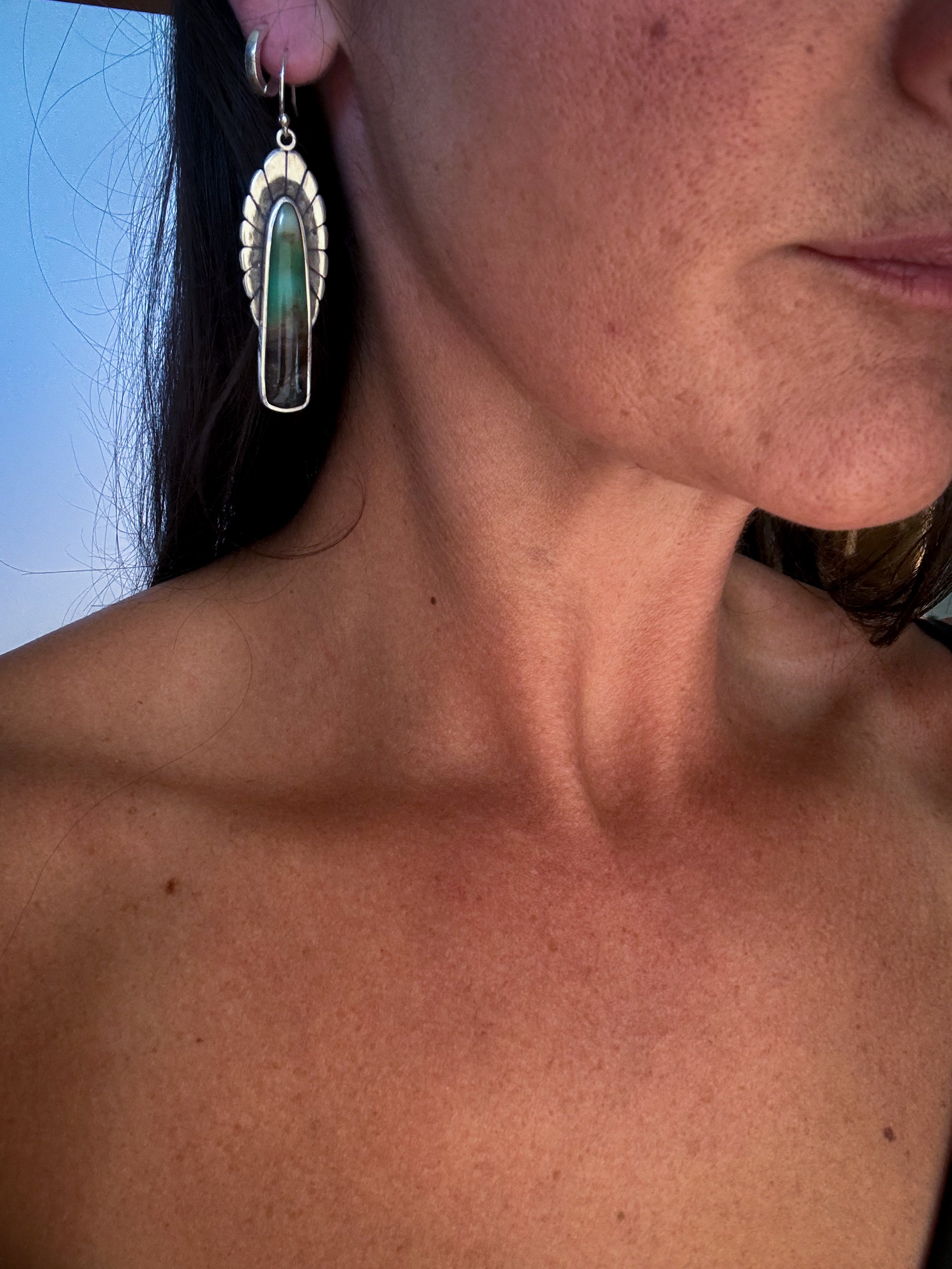 Fleur Earrings | Opalized Wood and Sterling Silver