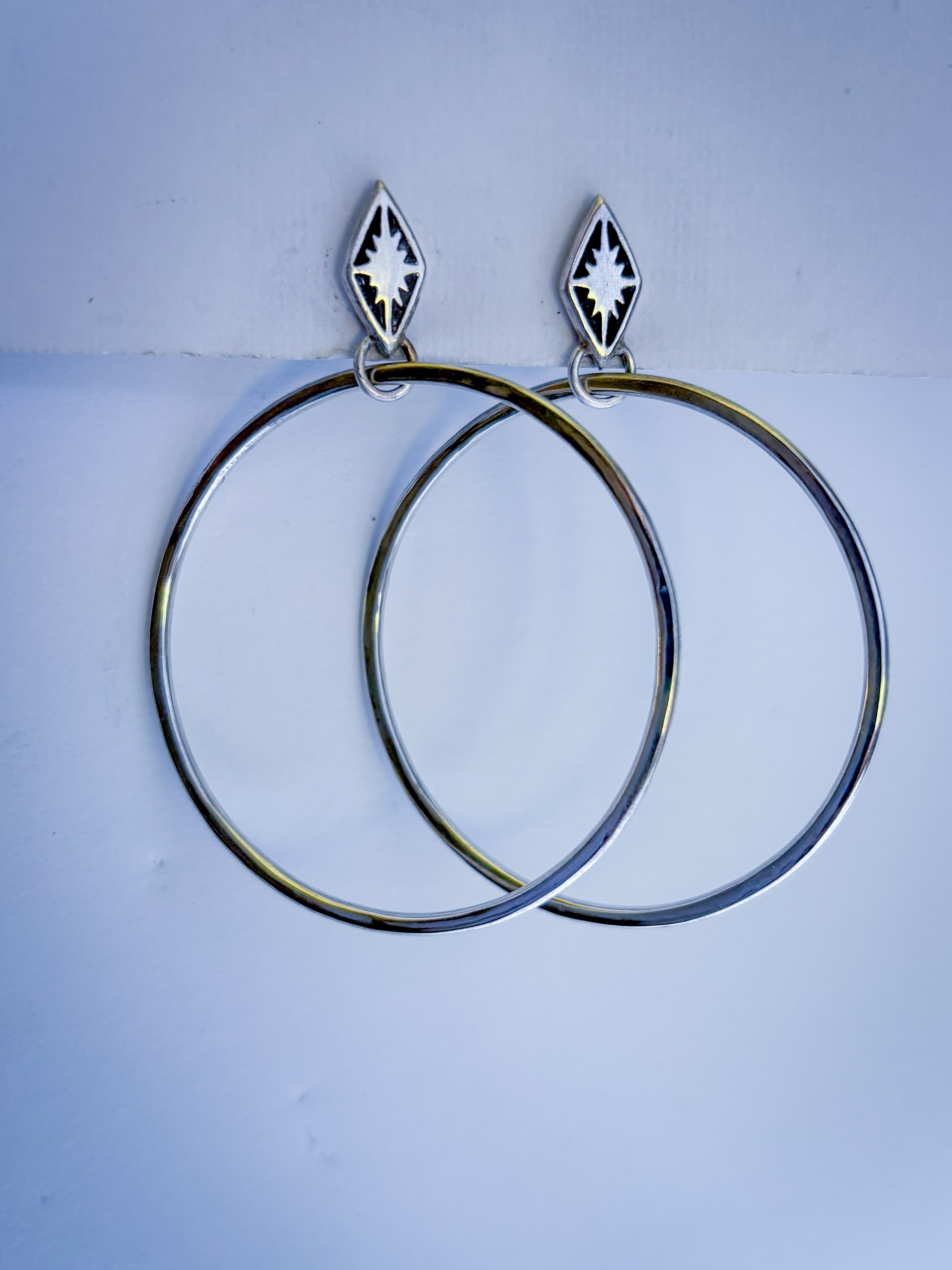 North Star Post Hoop Earrings | Sterling Silver