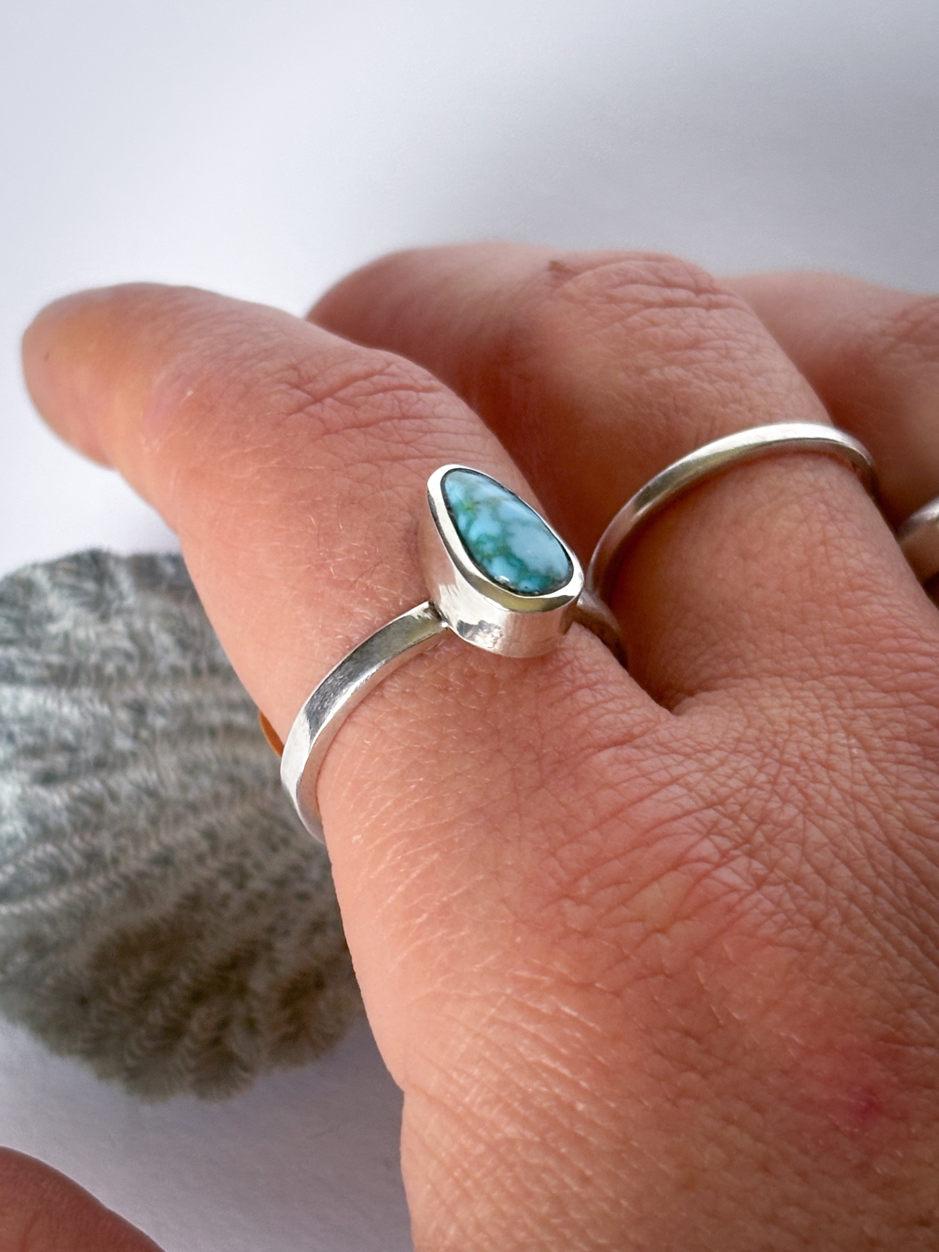 Stacker Ring | Kingman Turquoise & Sterling Silver | Size 10
