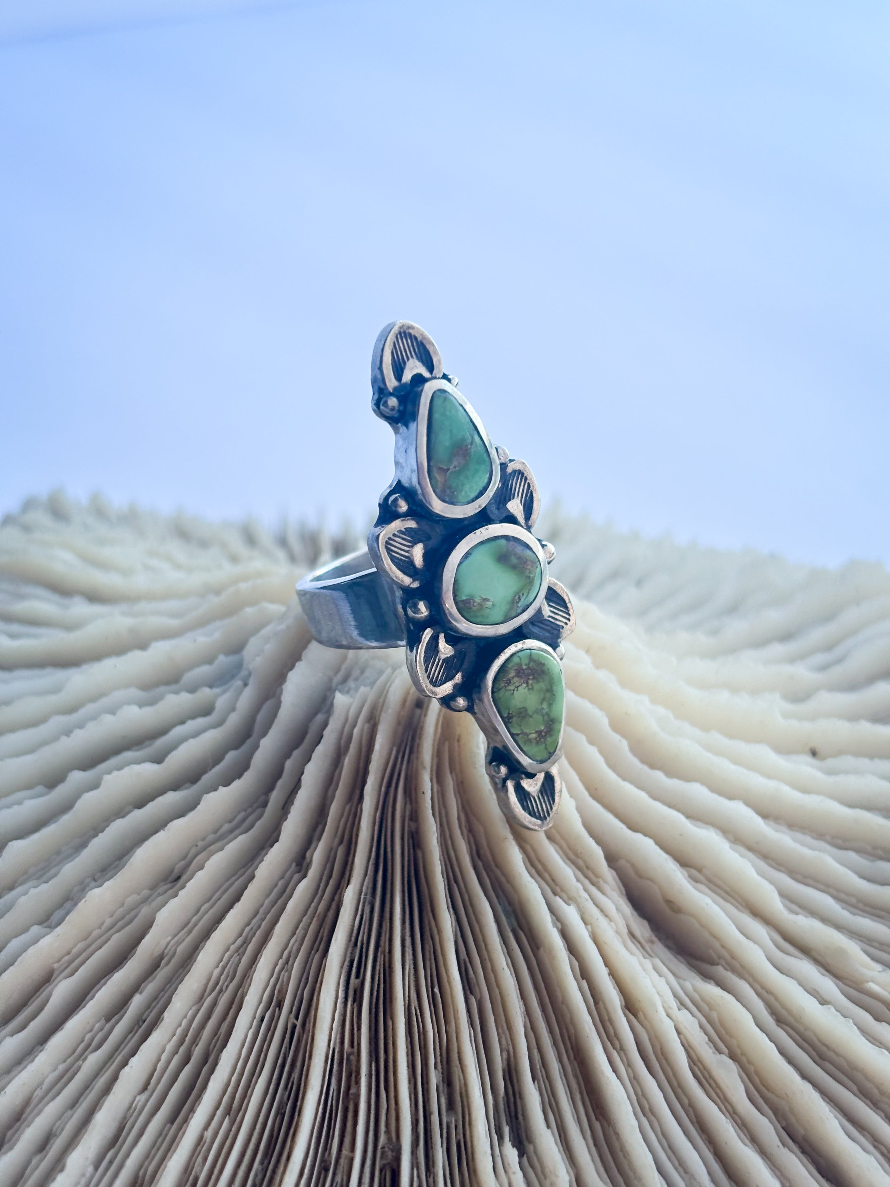 Full Bloom Ring | Sonoran Gold Turquoise & Sterling Silver | Size 8