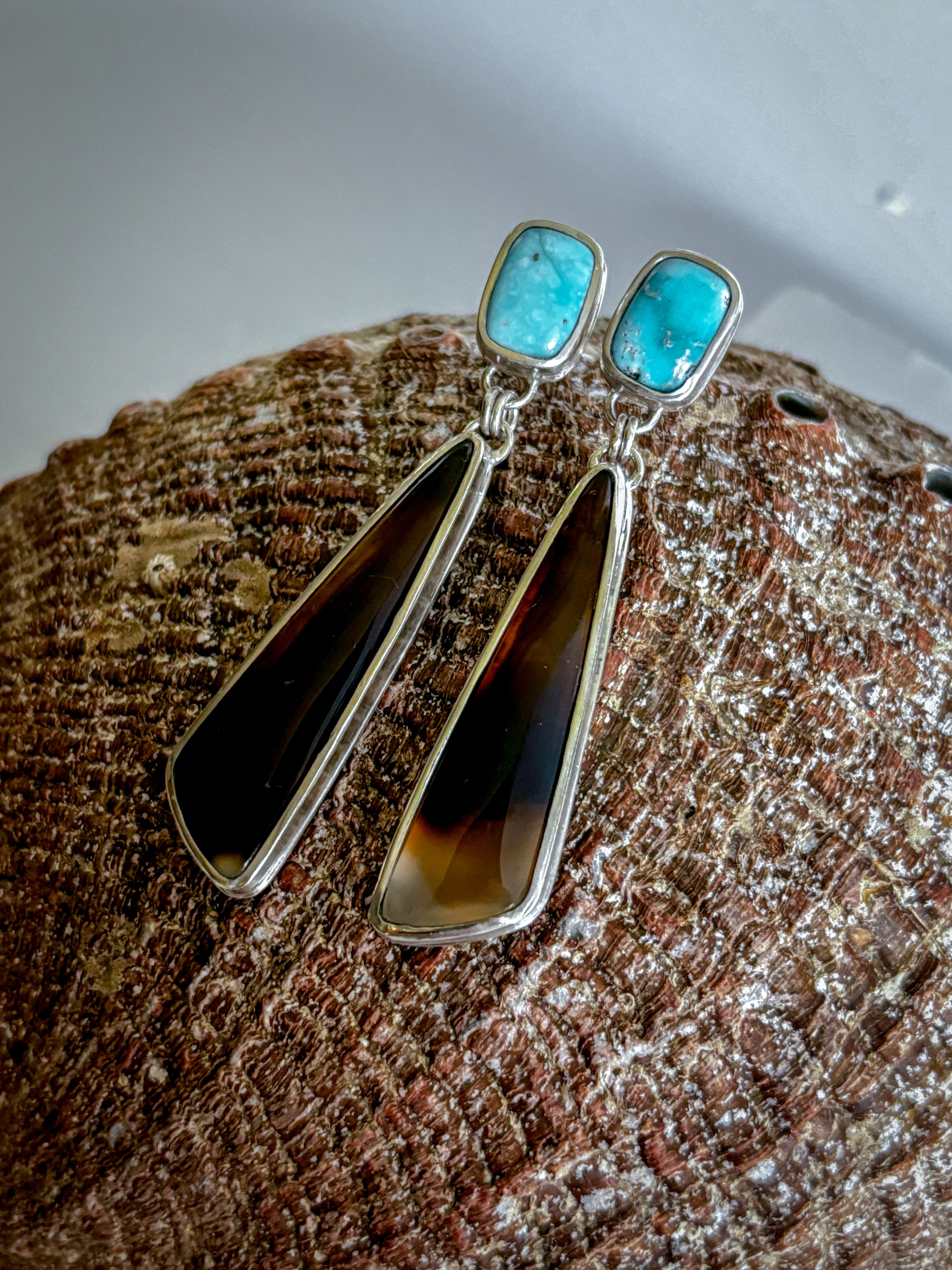Montana Agate & Turquoise Sterling Silver Earrings
