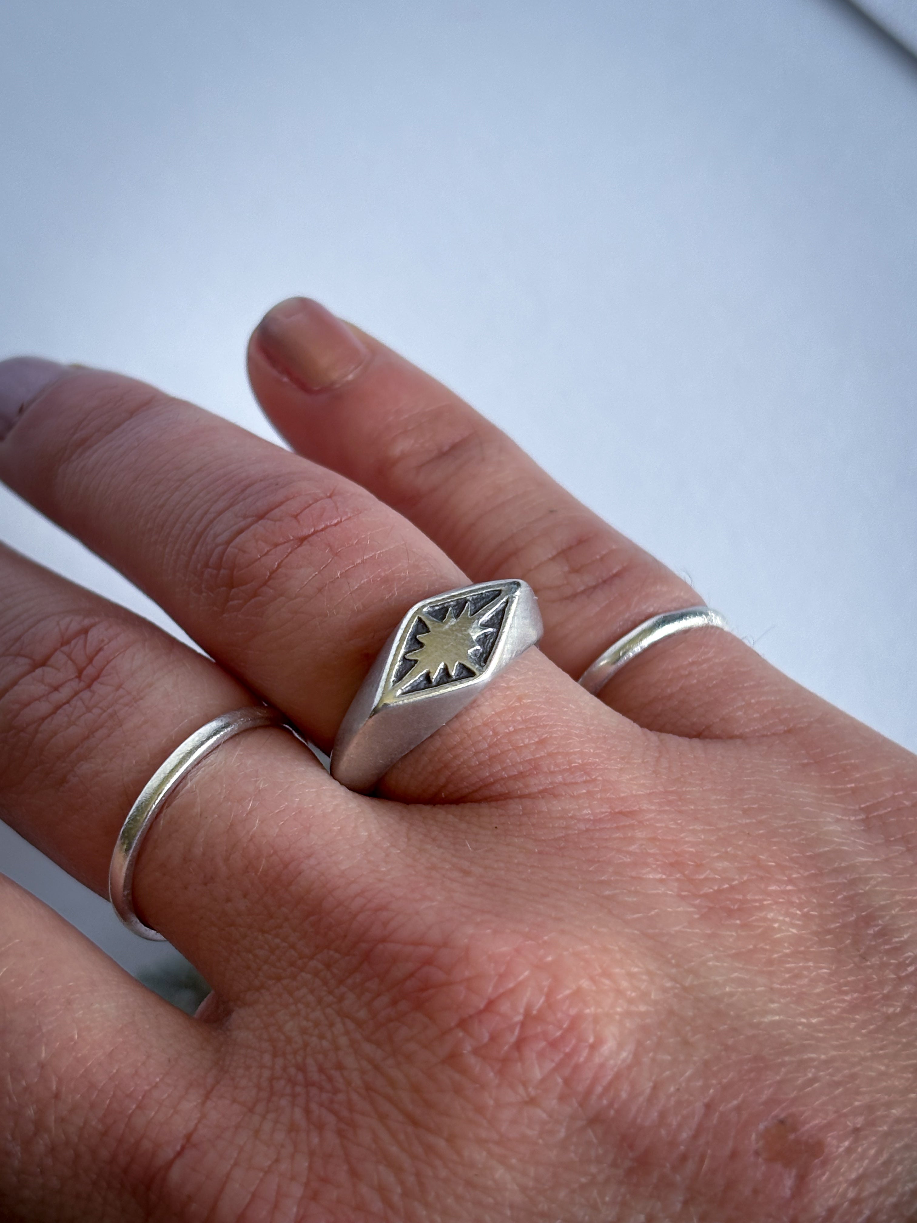 North Star Sterling Silver Signet Ring