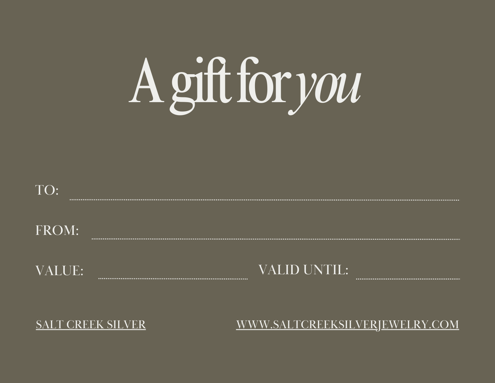 Salt Creek Silver Gift Card