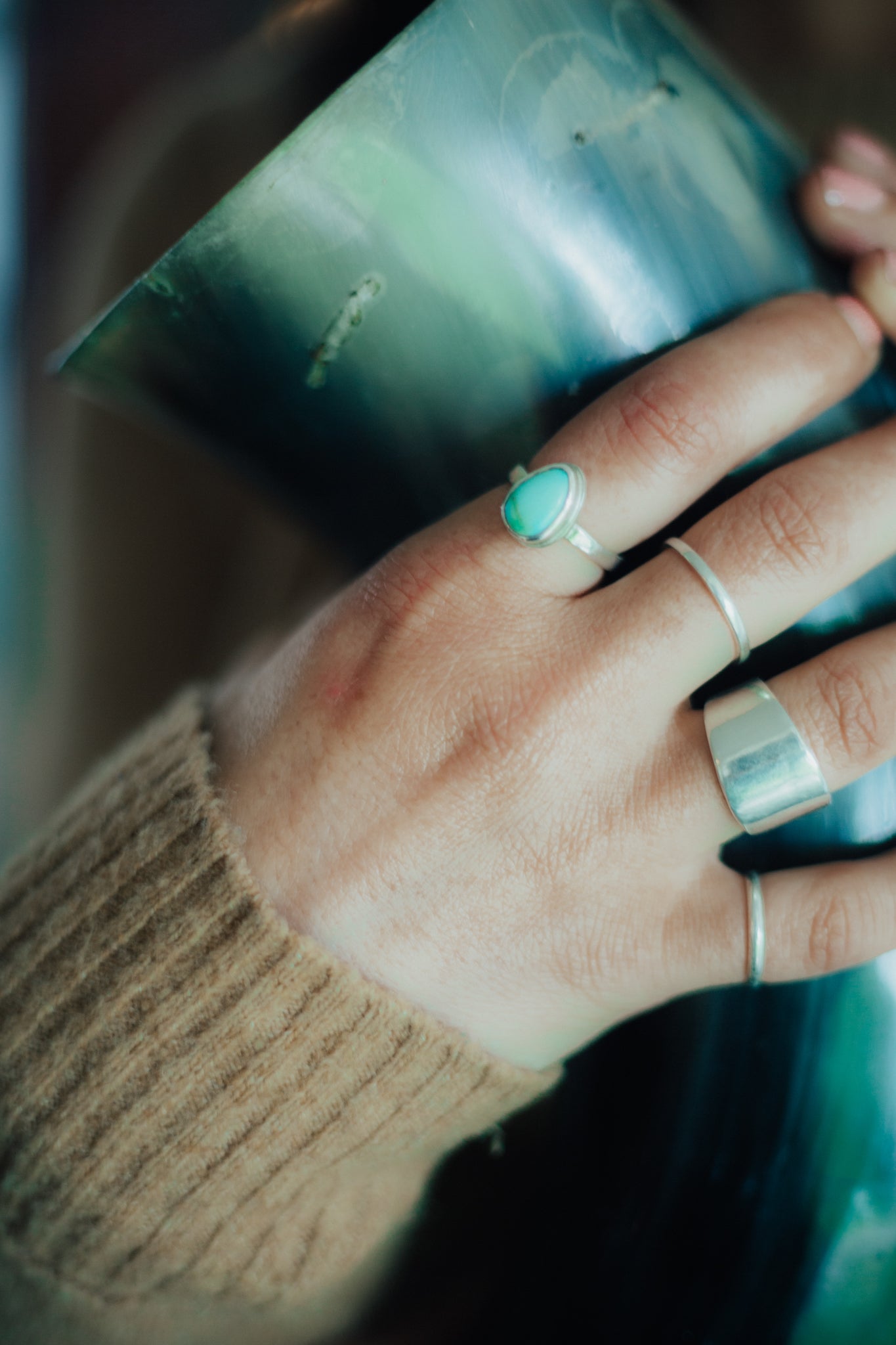 Turquoise Stacker Ring Sterling Silver