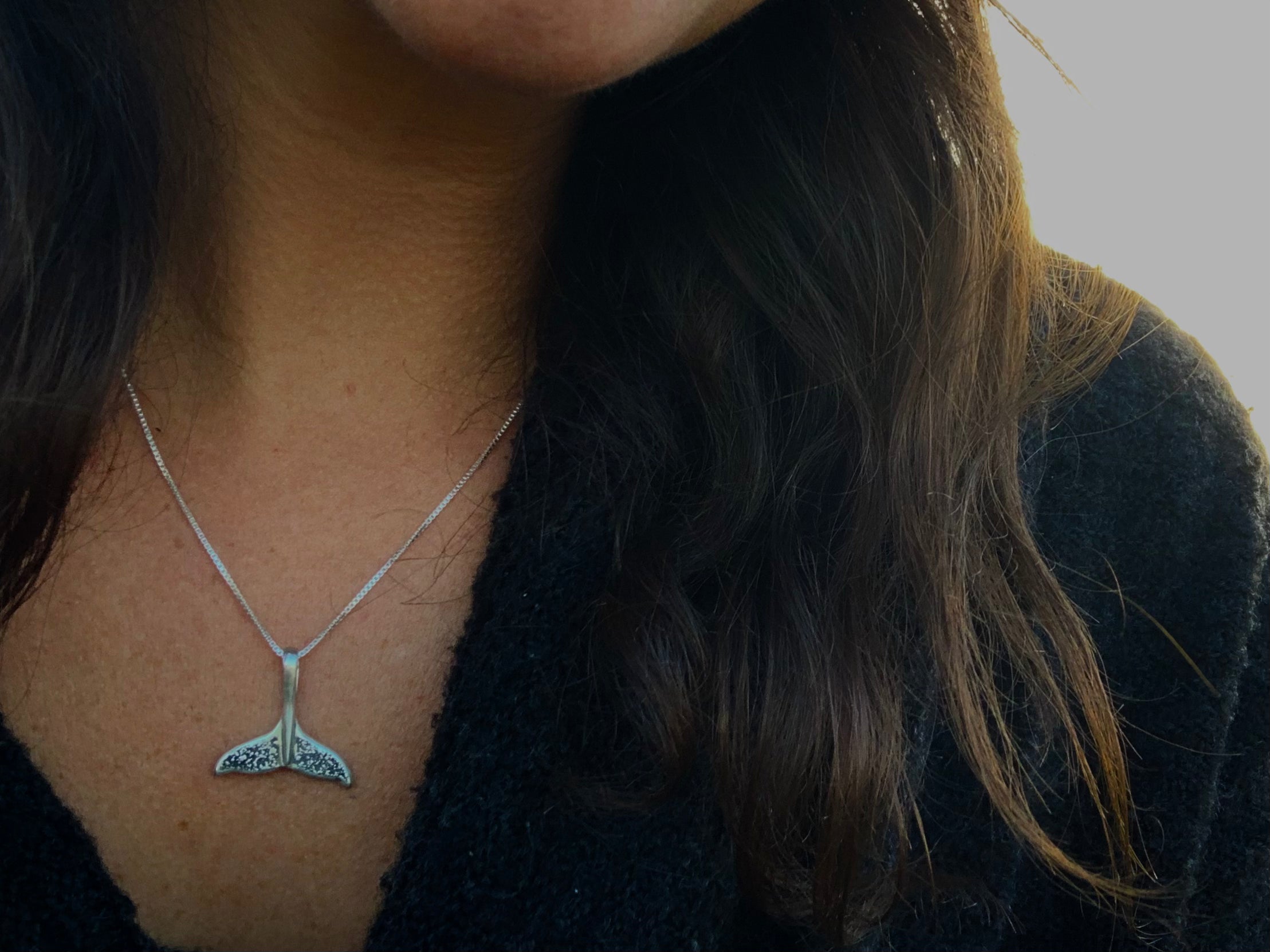 Whale Tail Charm Necklace | Sterling Silver