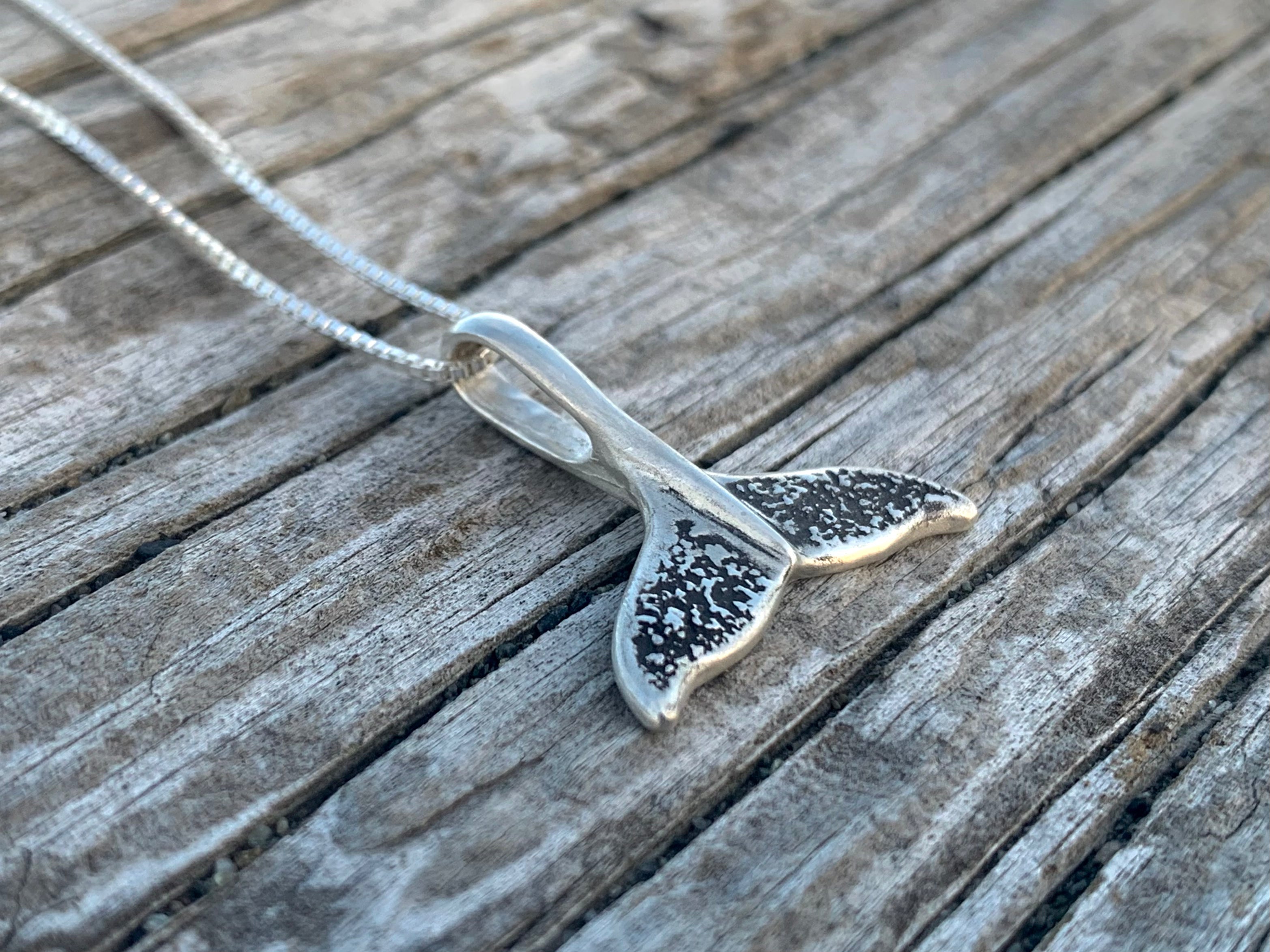 Whale Tail Charm Necklace | Sterling Silver