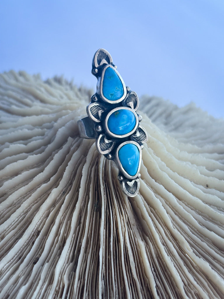 Full Bloom Ring | Bluebird Turquoise & Sterling Silver | Size 6