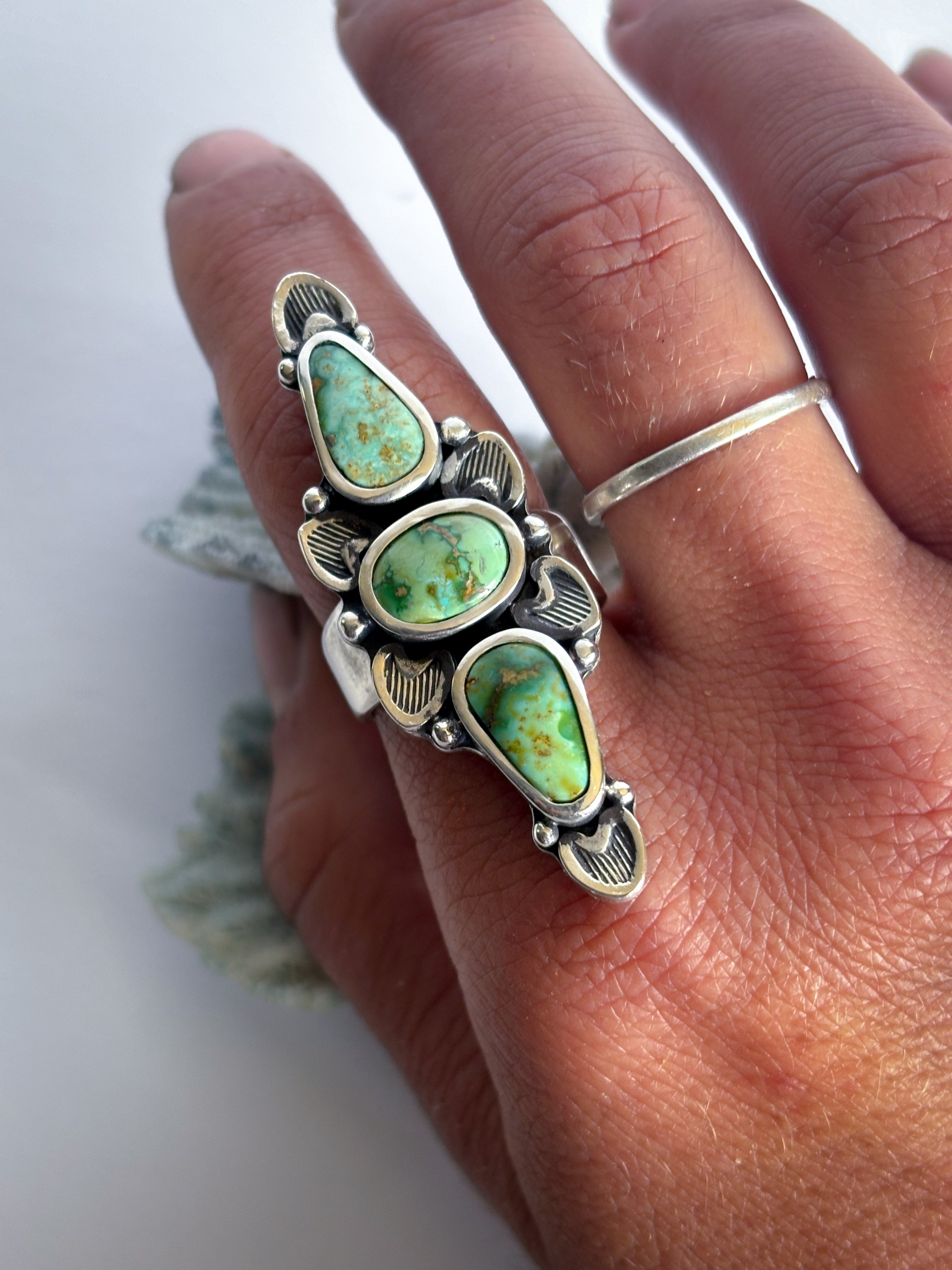 Full Bloom Ring | Sonoran Gold Turquoise & Sterling Silver | Size 8.5