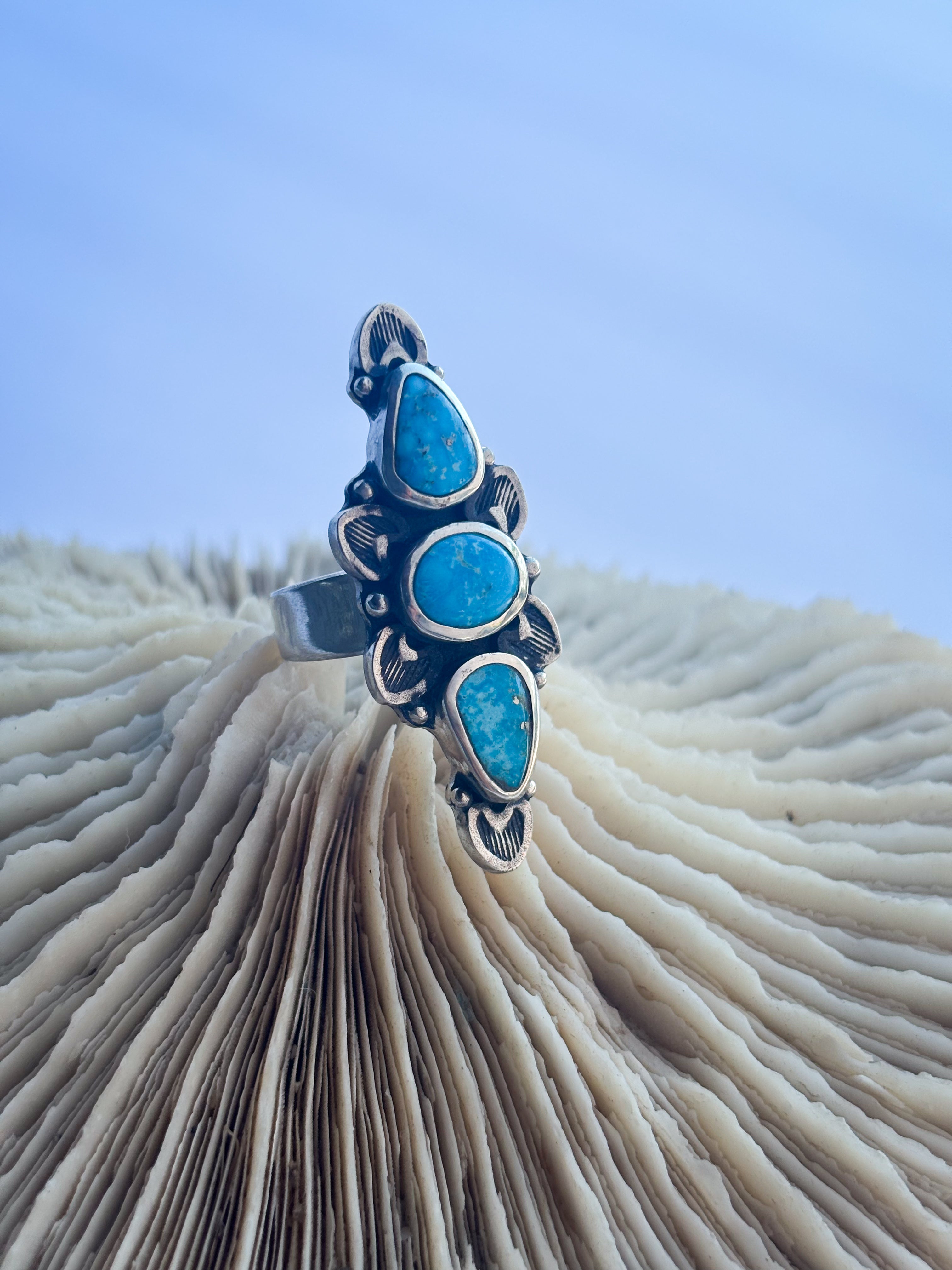 Full Bloom Ring | Bluebird Turquoise & Sterling Silver | Size 9