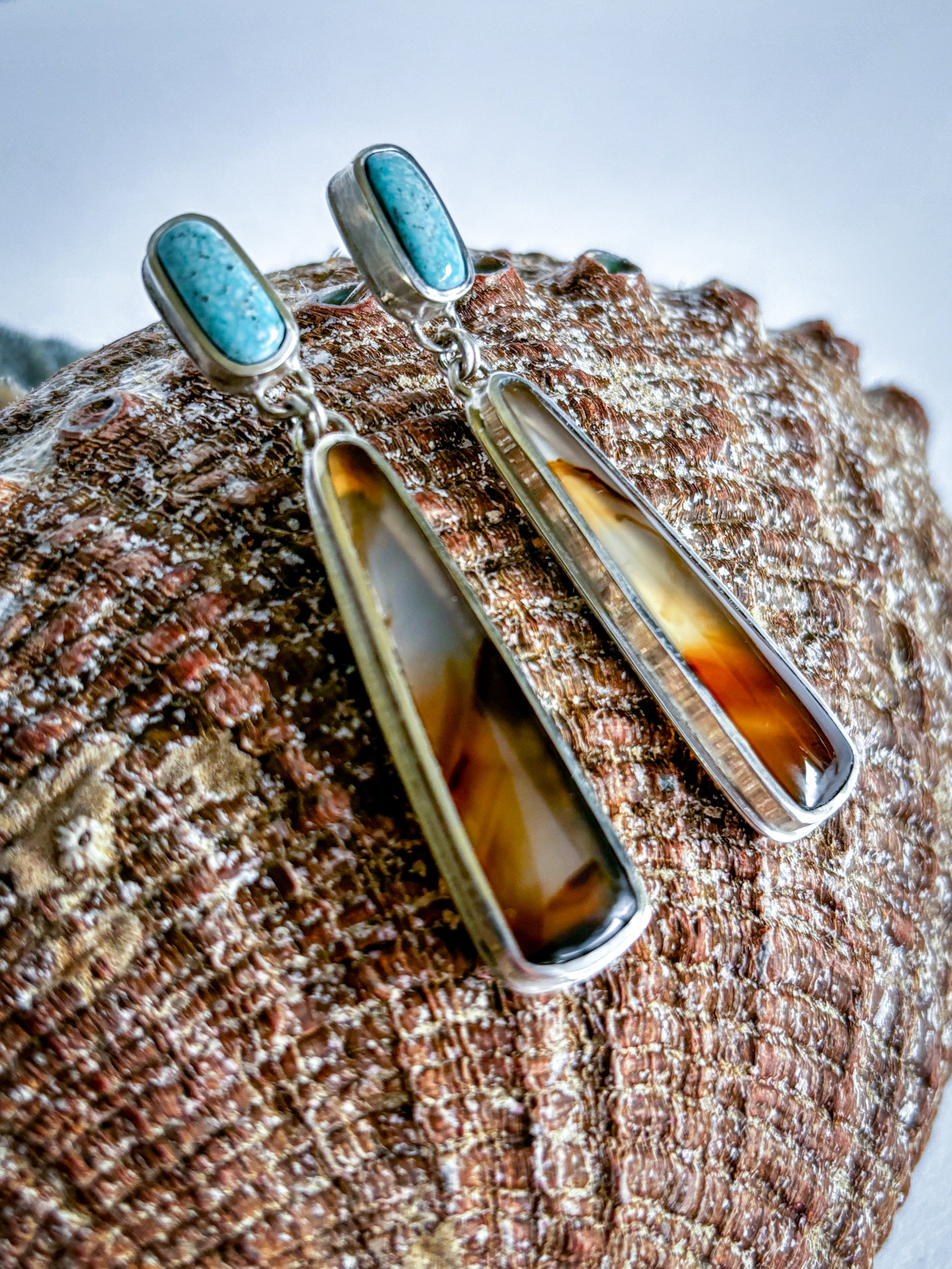 Montana Agate & Turquoise Sterling Silver Earrings