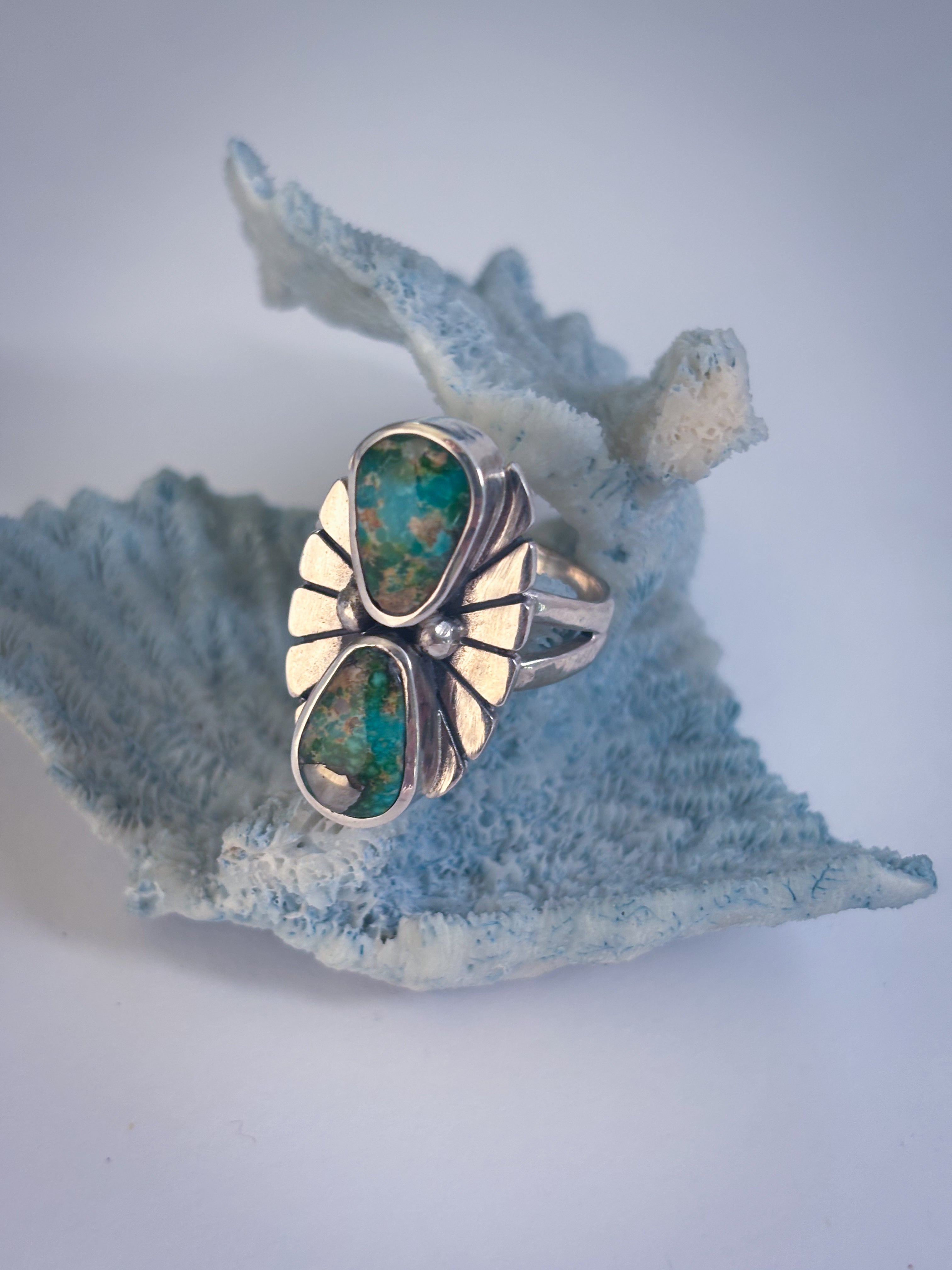 Fleur Ring | Sonoran Gold Turquoise & Sterling Silver | Size 8.5