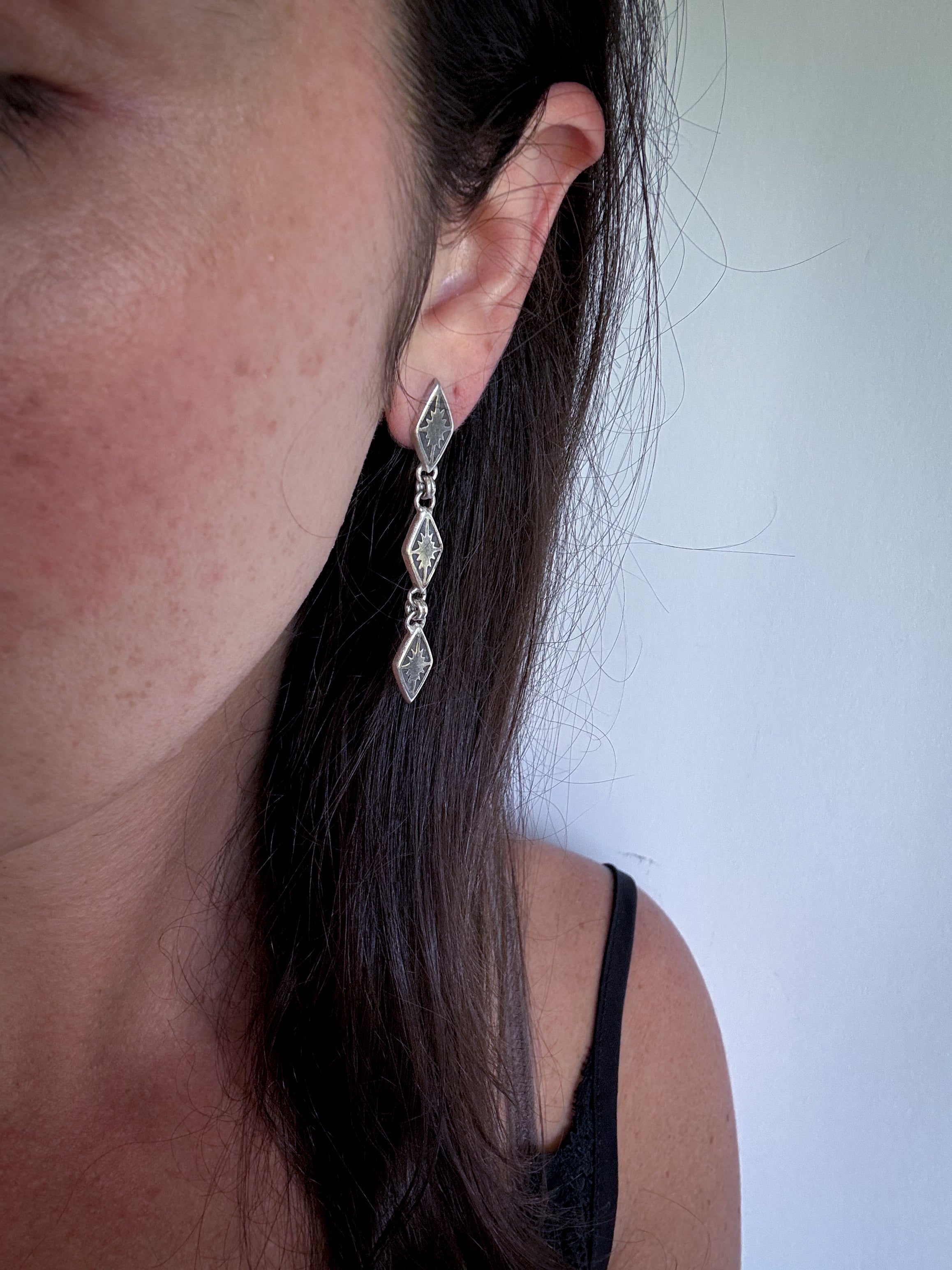 North Star Post Dangle Earrings | Sterling Silver