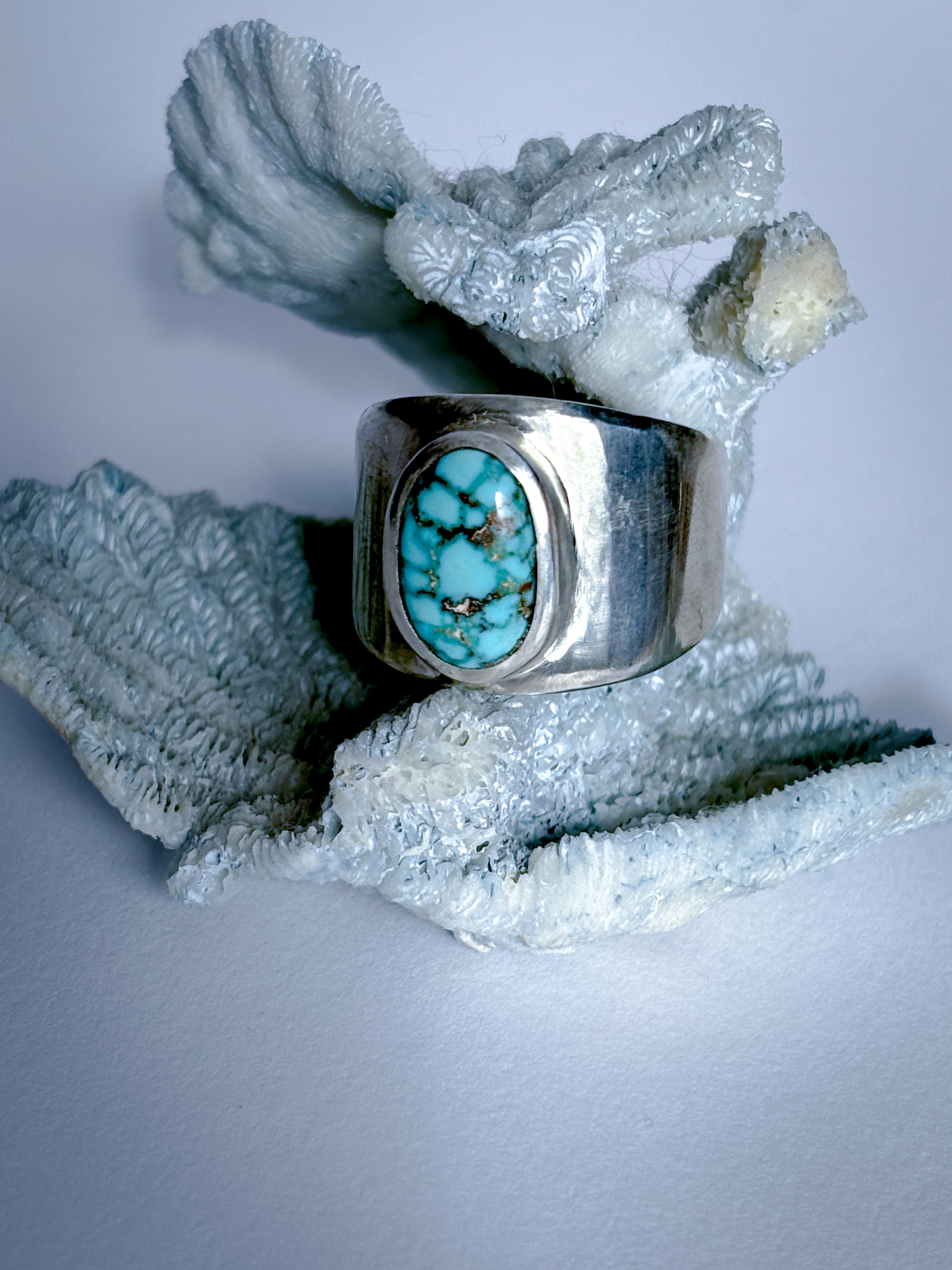 Saddle Band Ring | Kingman Turquoise & Sterling Silver | Size 9