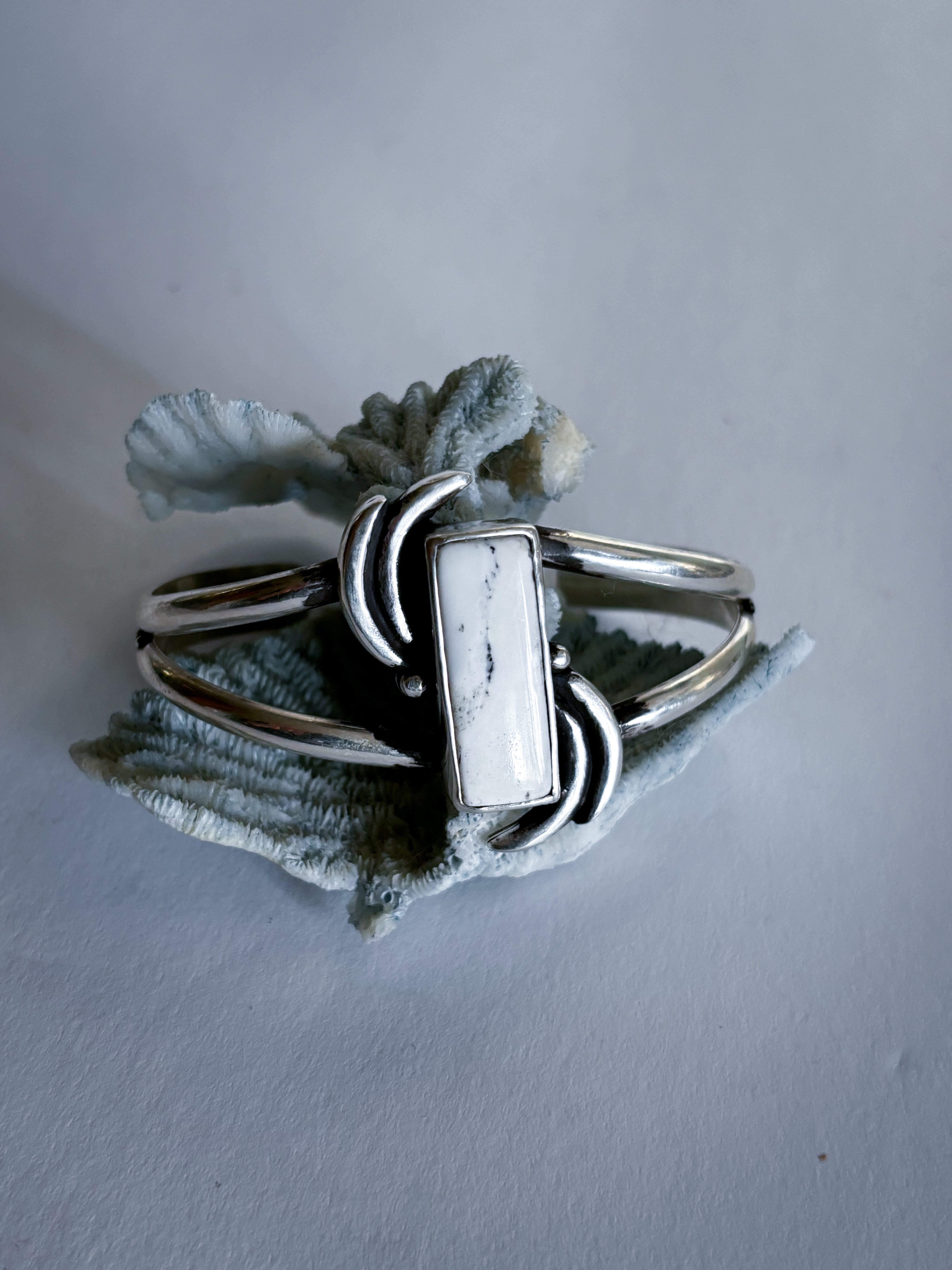 Movement Cuff Bracelet | White Buffalo & Sterling Silver