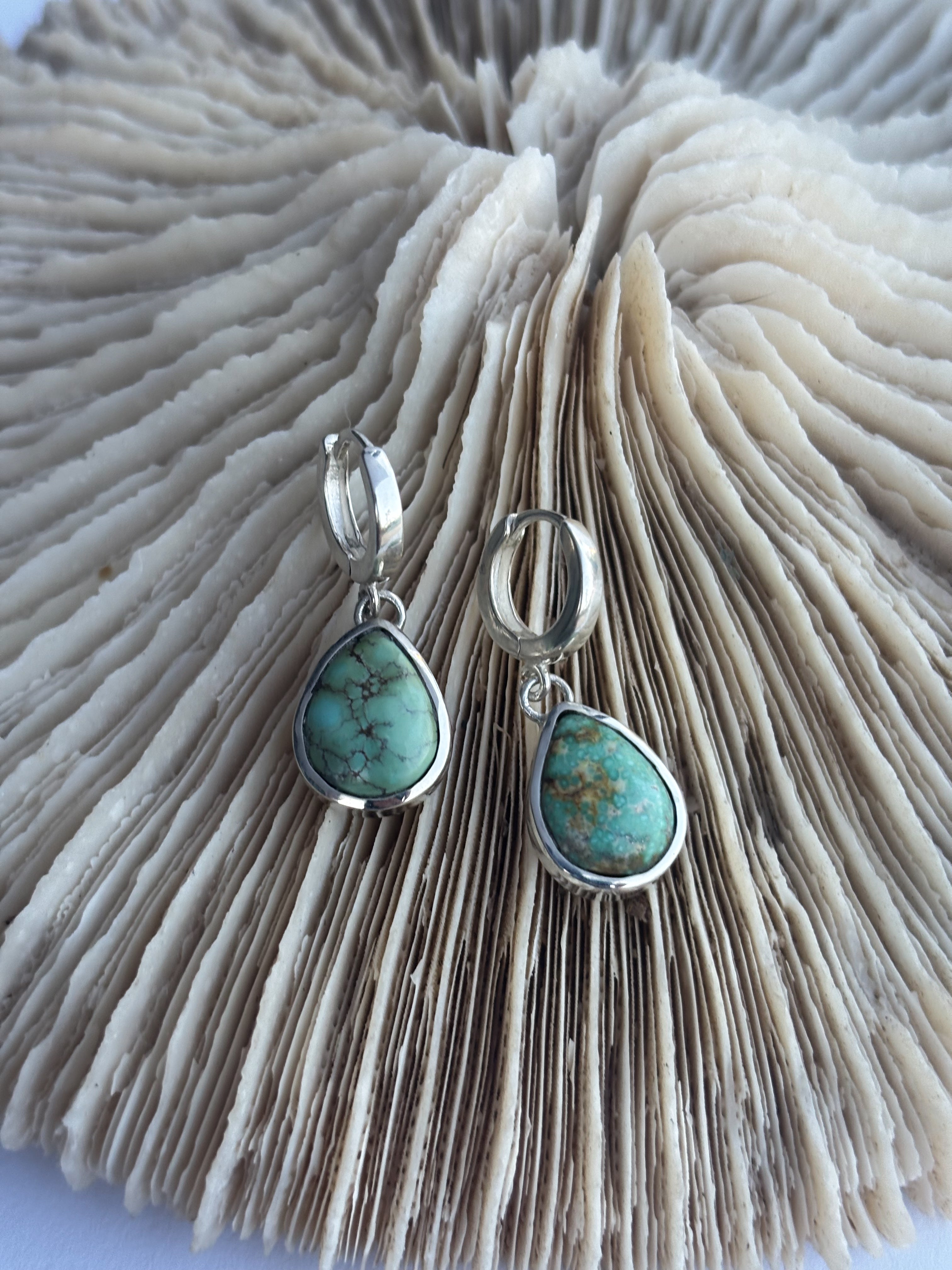 Huggie Hoop Earrings | Sonoran Mountain Turquoise & Sterling Silver