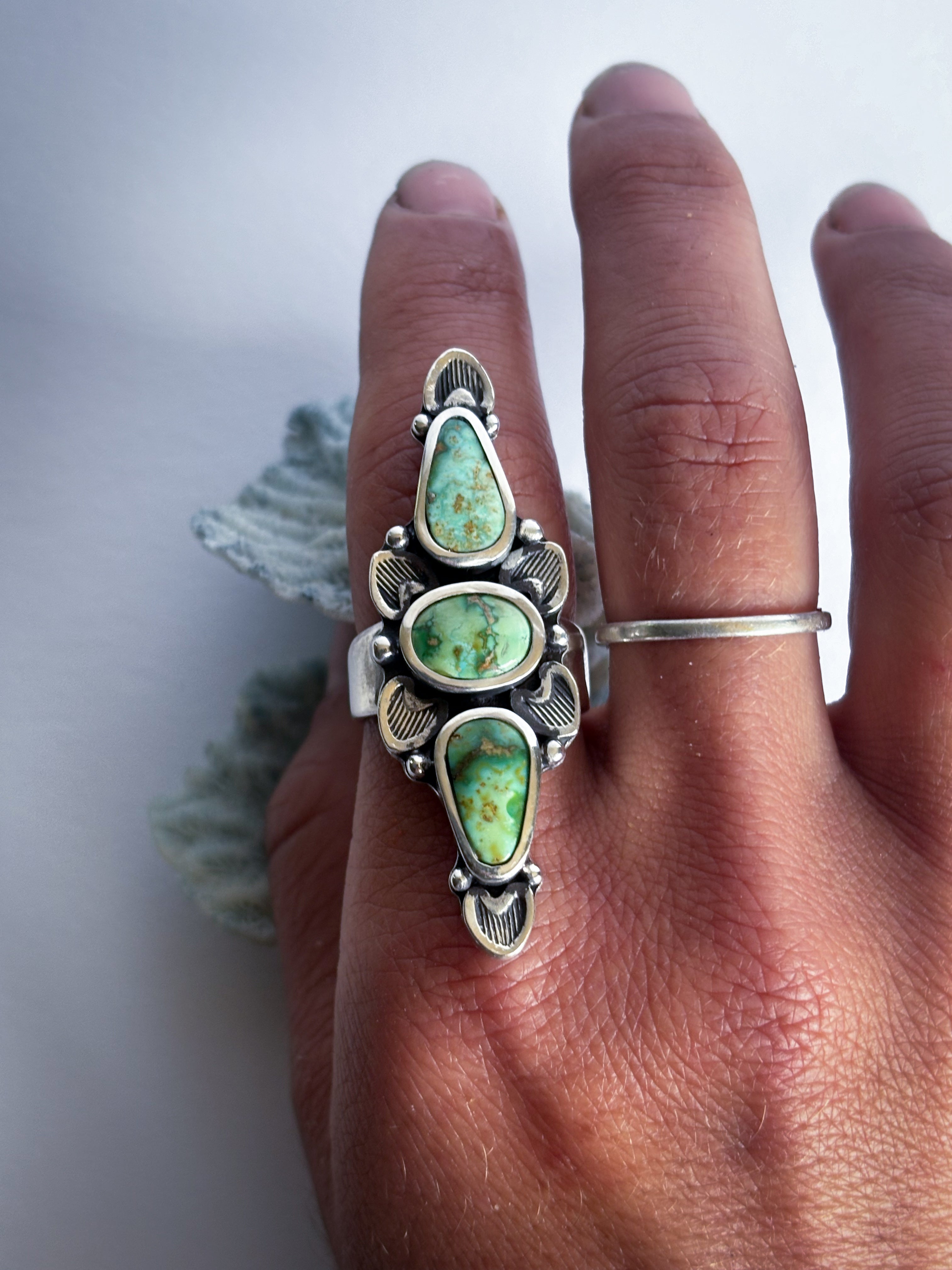 Full Bloom Ring | Sonoran Gold Turquoise & Sterling Silver | Size 8.5