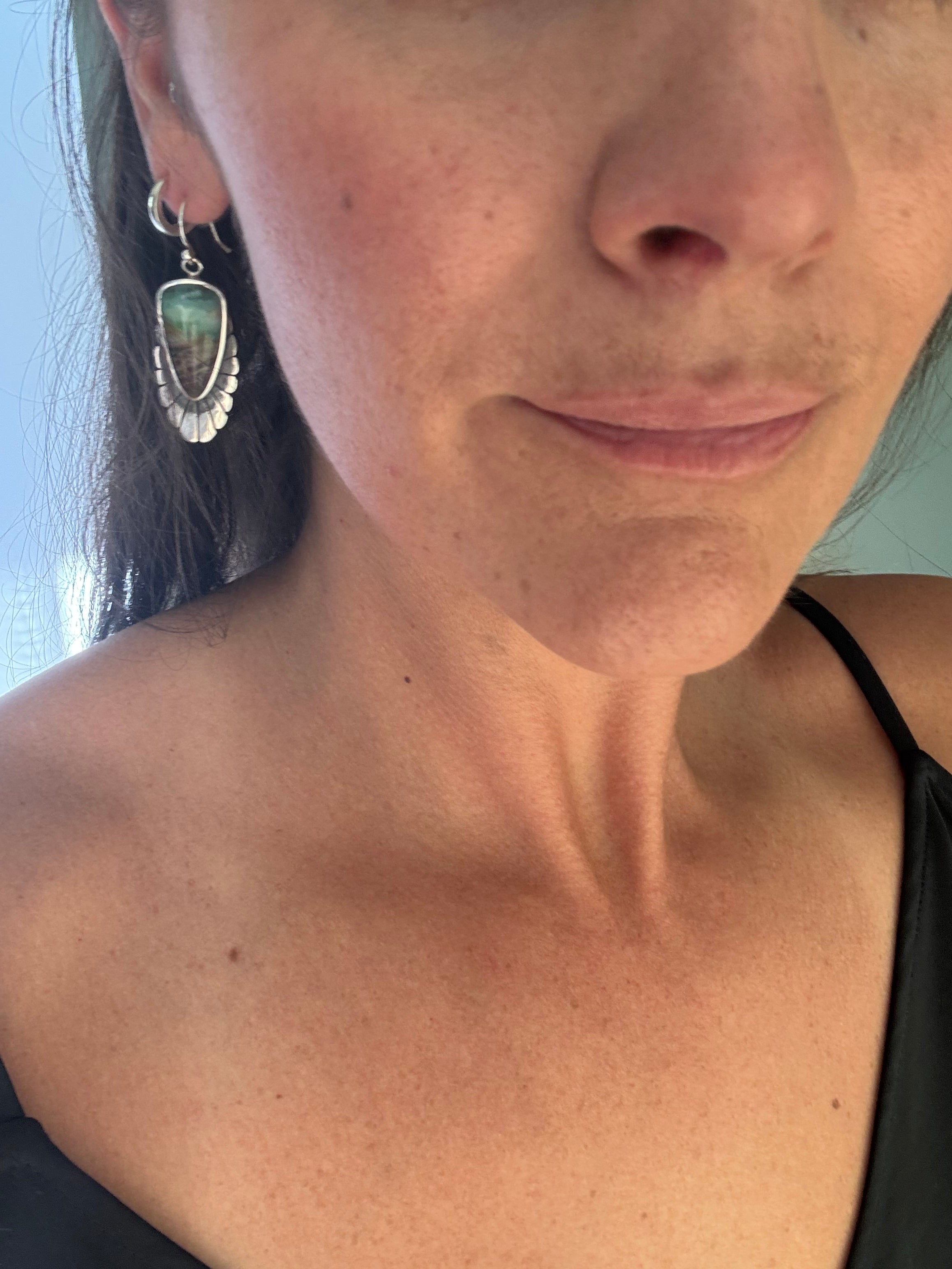 Fleur Earrings | Opalized Wood and Sterling Silver