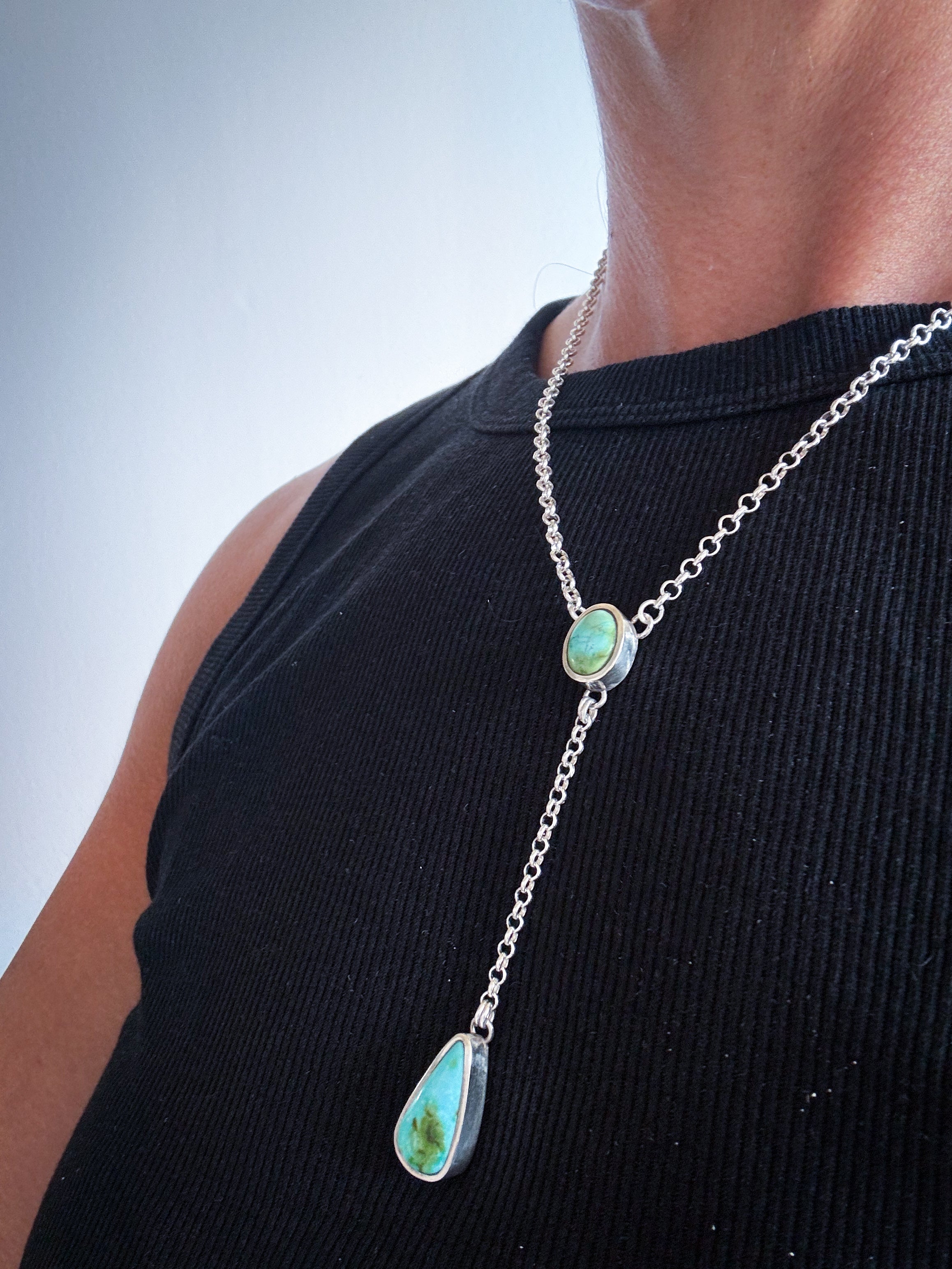 Lariat Necklace | Sonoran Gold Turquoise & Sterling Silver