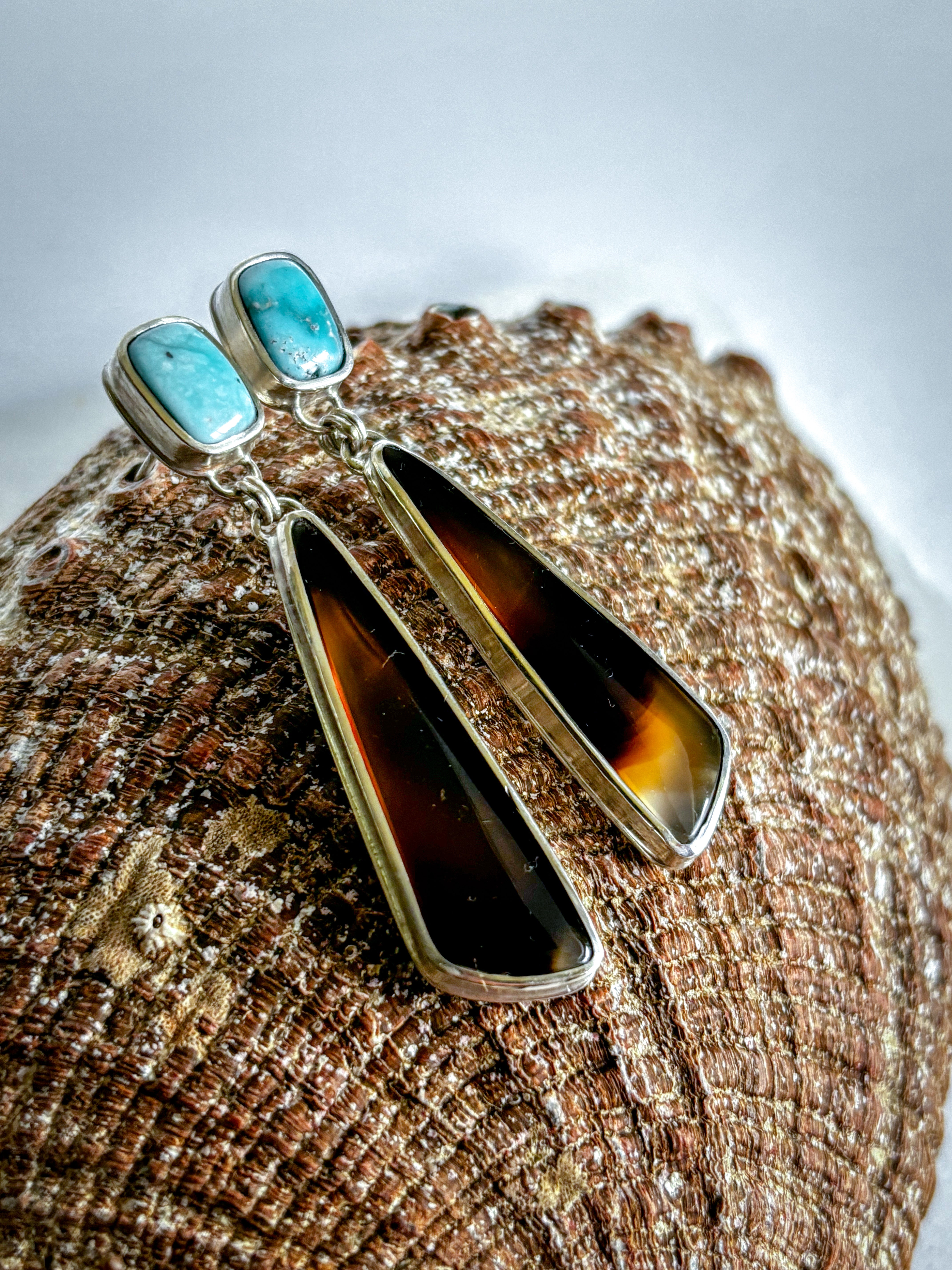 Montana Agate & Turquoise Sterling Silver Earrings