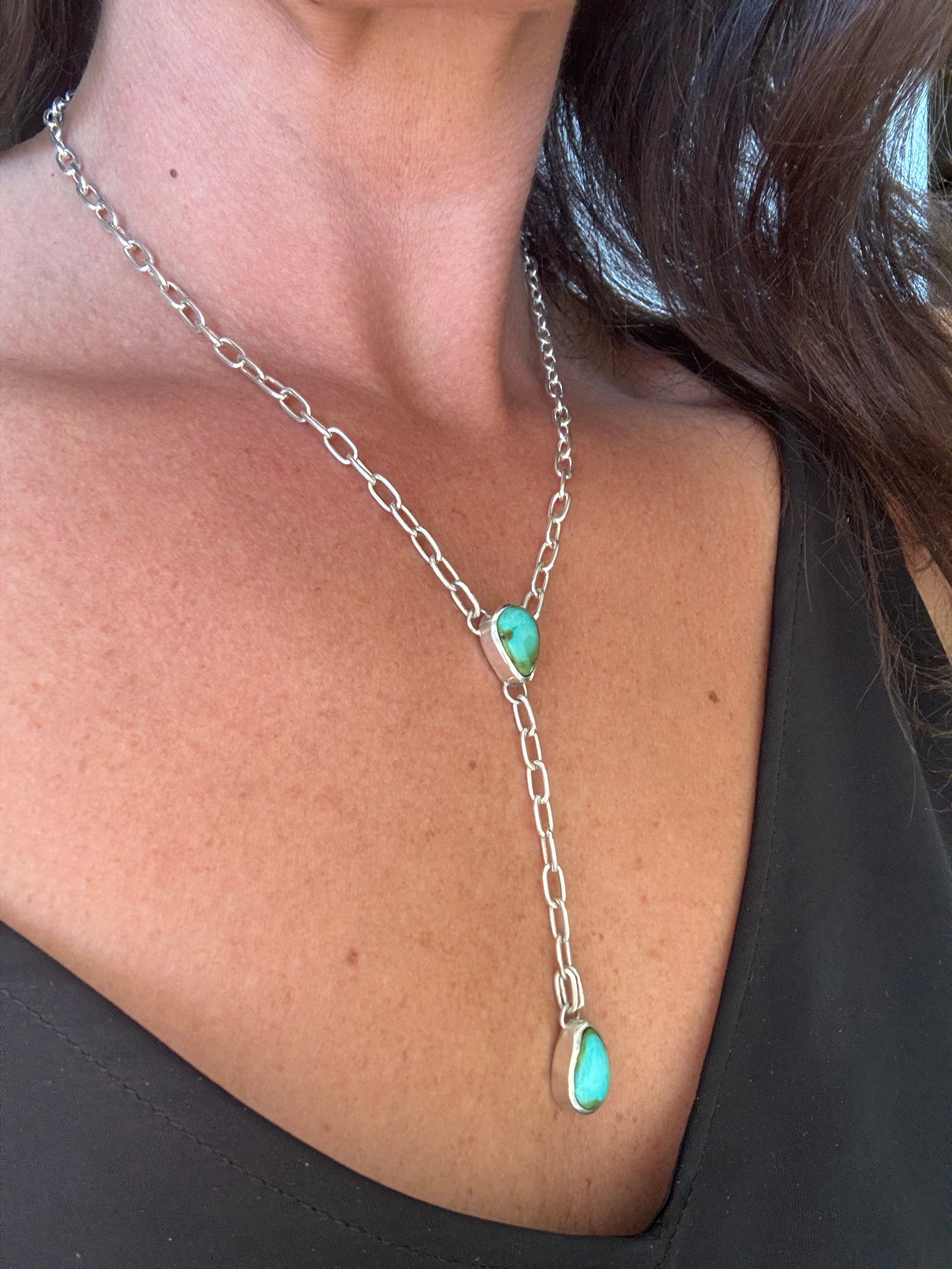 Lariat Necklace | Sonoran Gold Turquoise & Sterling Silver