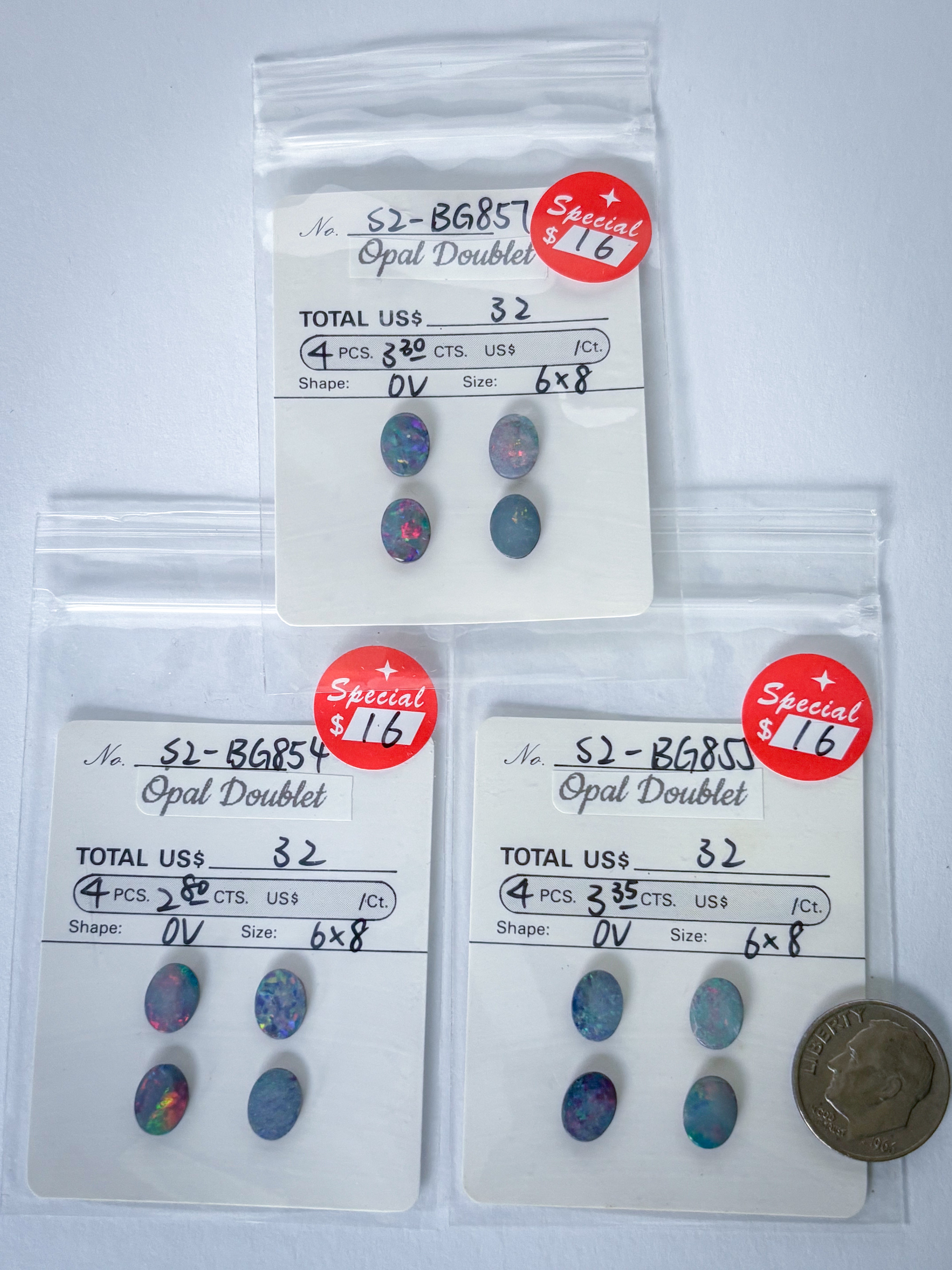 Opal Doublets Cabochons 6x8mm