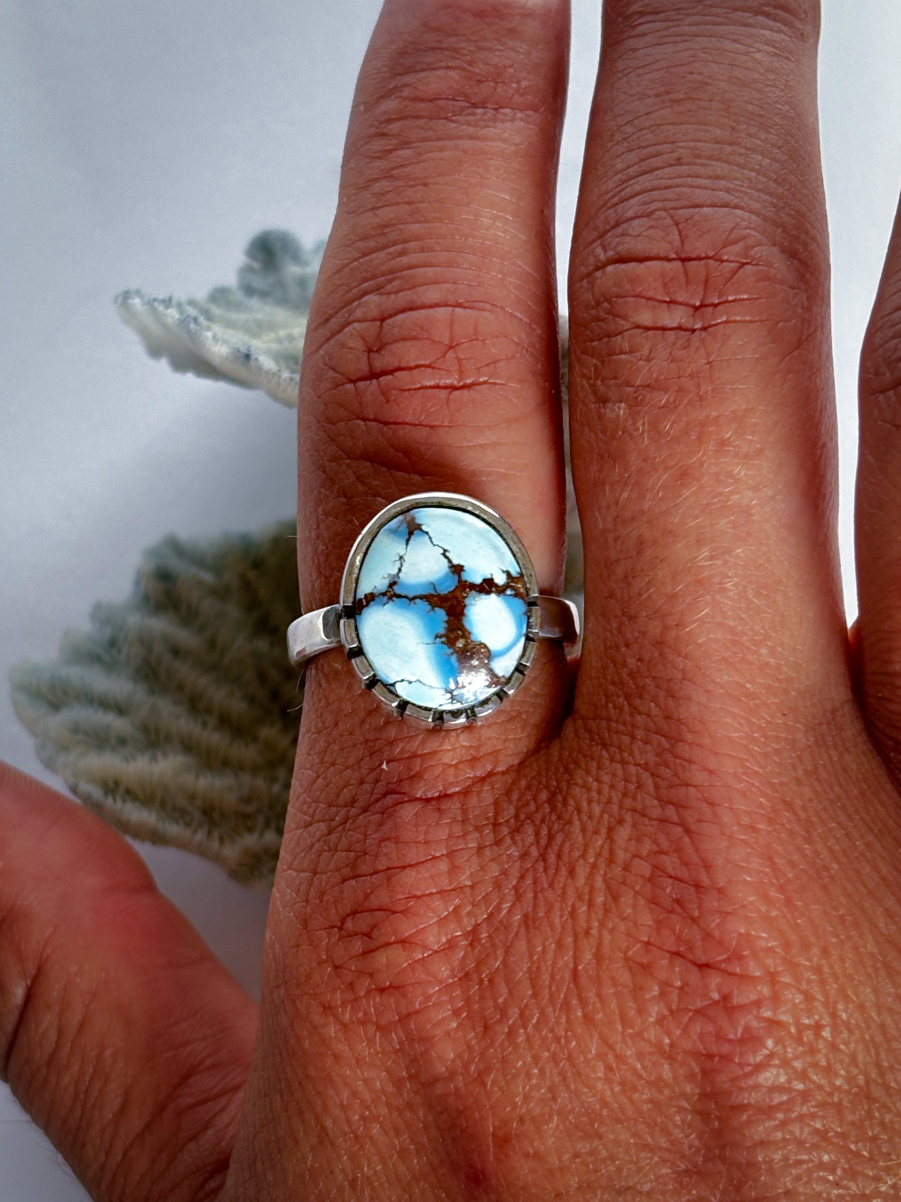 Golden Hills Turquoise Statement Ring | Sterling Silver | Size 8