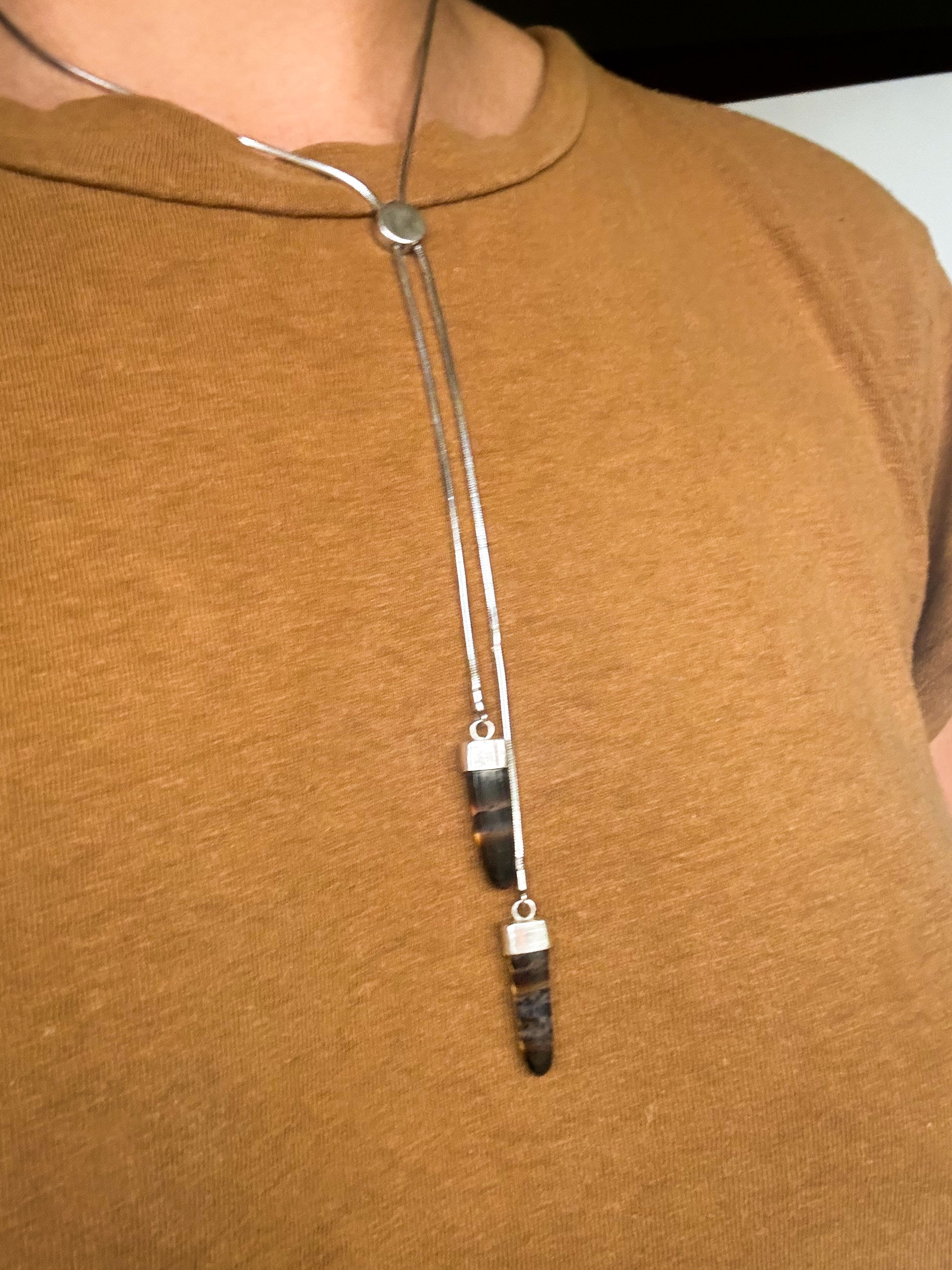 Montana Agate Bolo Snake Chain Necklace