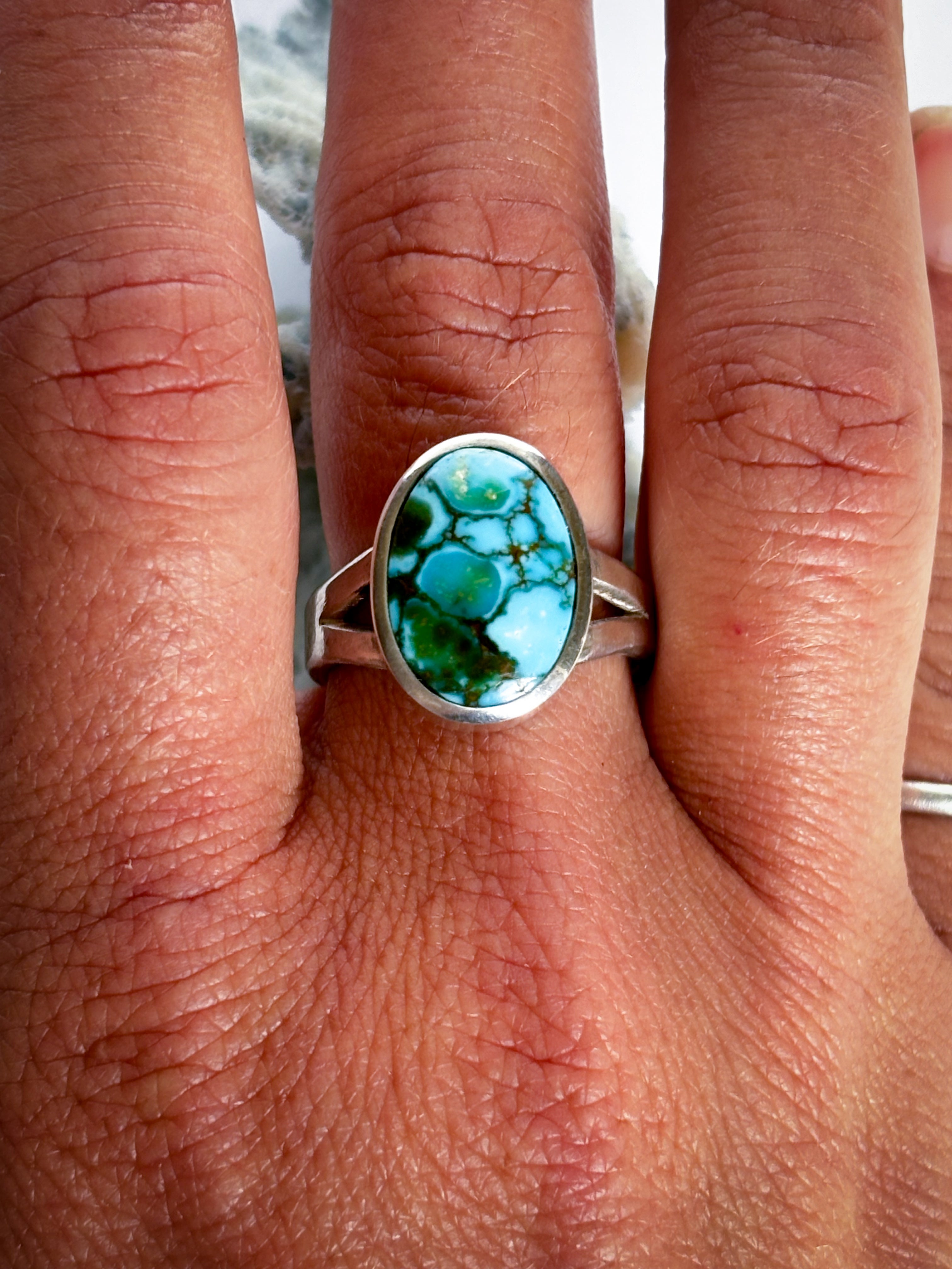 Kingman Turquoise Split Ring | Sterling Silver | Size 9