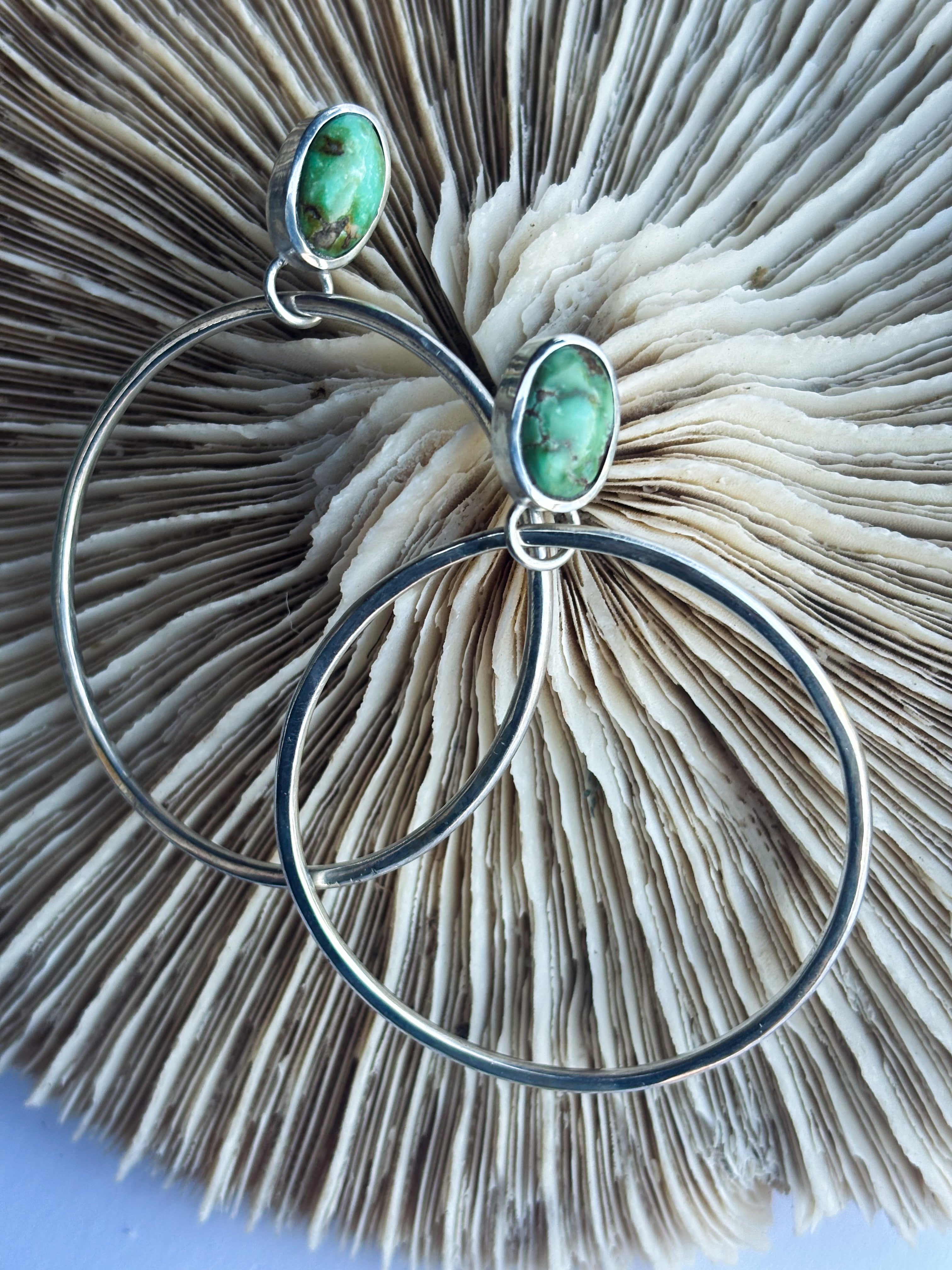 Sonoran Mountain Turquoise Sterling Silver Hoop Earrings